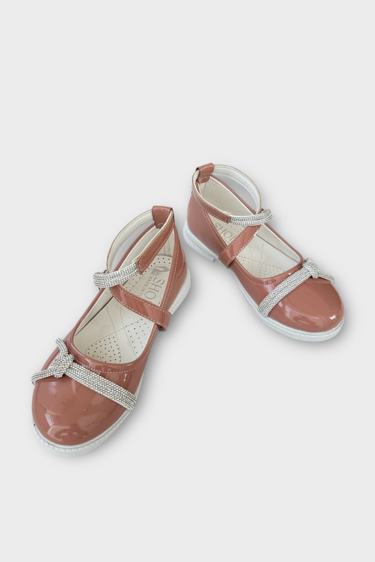Hafif Taban Cırtlı Taşlı Kız Çocuk Babet Ayakkabı PUDRA - Görsel 4