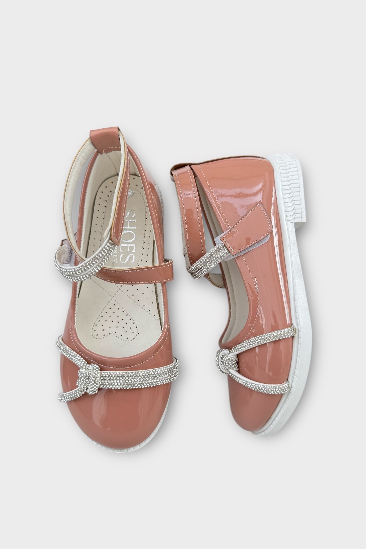 Hafif Taban Cırtlı Taşlı Kız Çocuk Babet Ayakkabı PUDRA - Görsel 7