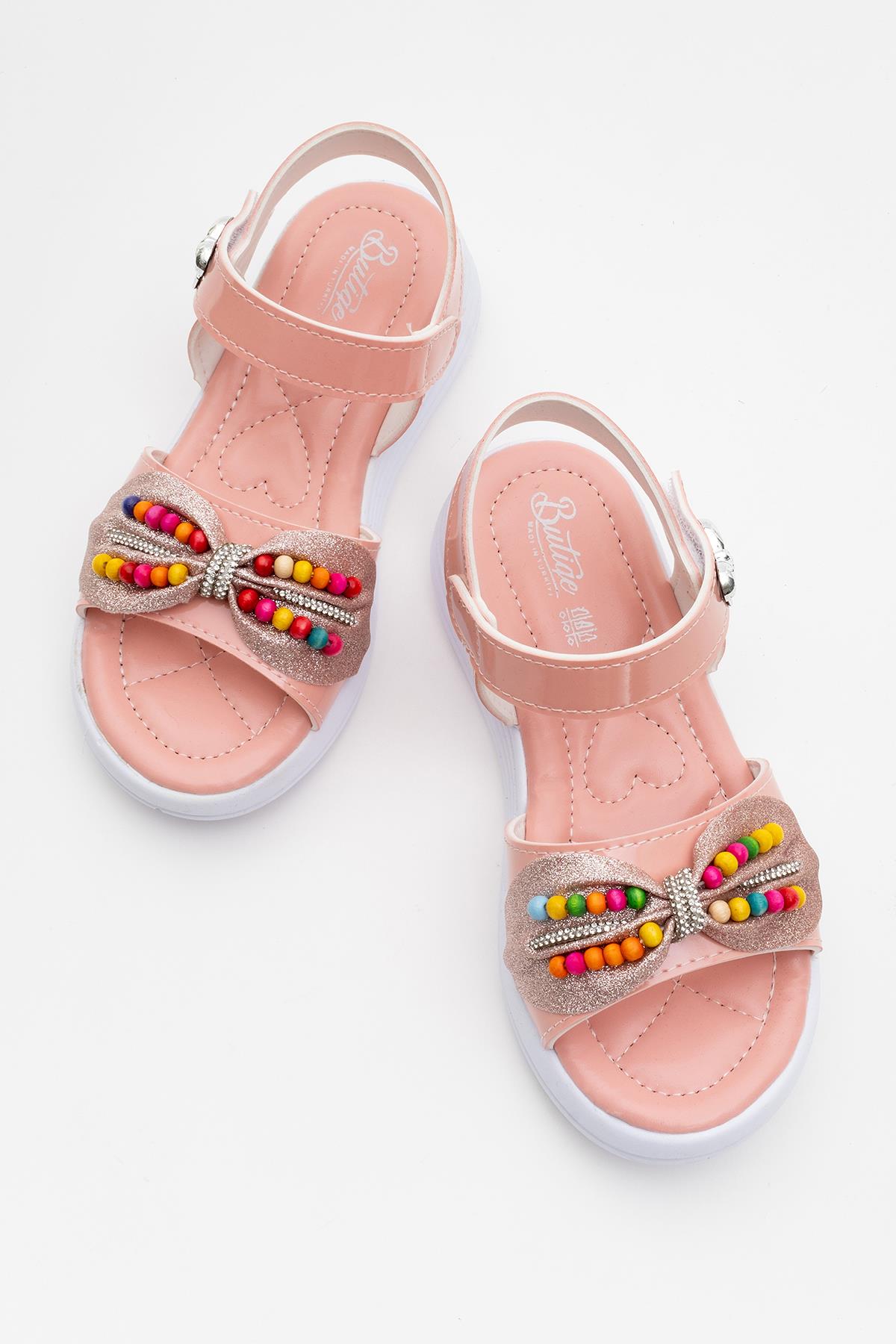 Çocuk Boncuklu Sandalet PUDRA - Görsel 6