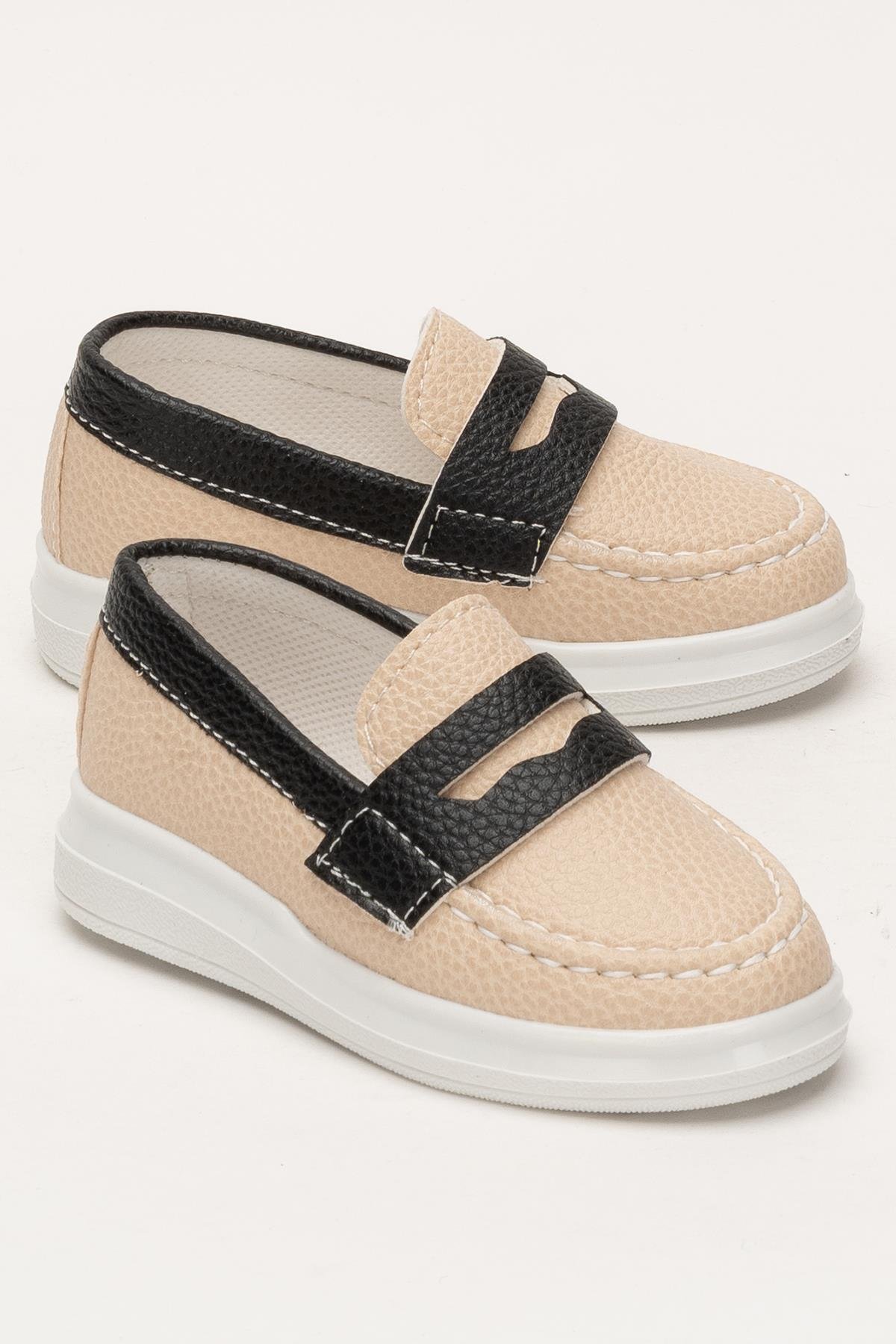 Erkek Okul Tören Düğün Sünnet Çocuk Ayakkabısı BEJ - LACİVERT - Görsel 3