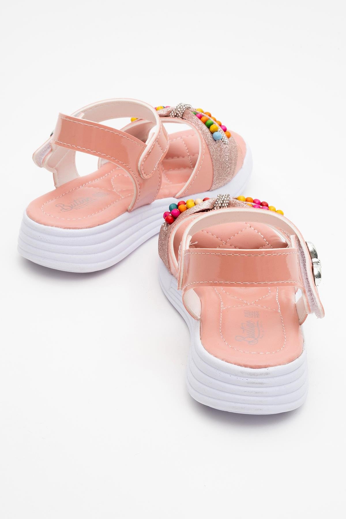 Çocuk Boncuklu Sandalet 22-25 PUDRA - Görsel 5