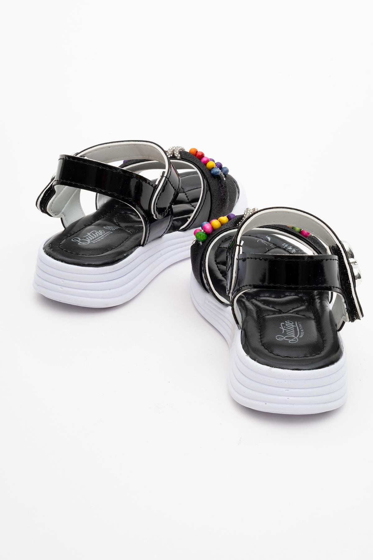 Çocuk Boncuklu Sandalet SİYAH - Görsel 5