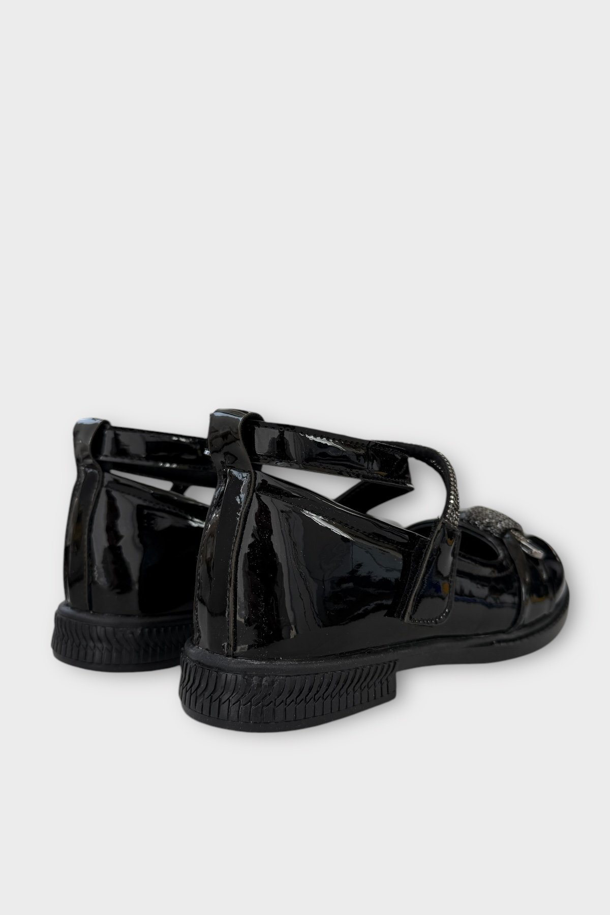 Hafif Taban Cırtlı Taşlı Kız Çocuk Babet Ayakkabı SİYAH - Görsel 6