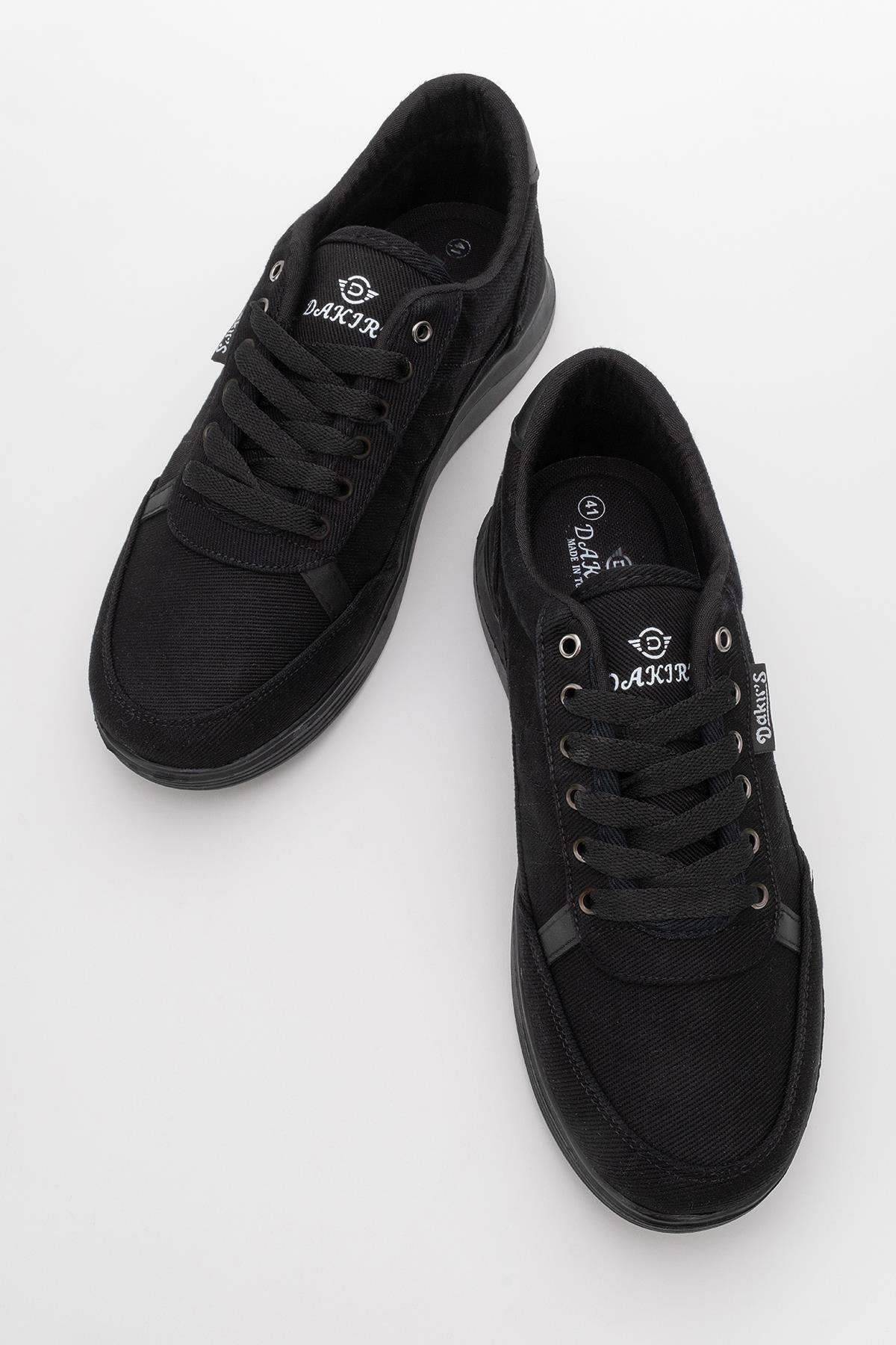 Erkek Bağcıklı Kot Spor Ayakkabı SİYAH SİYAH - Görsel 6