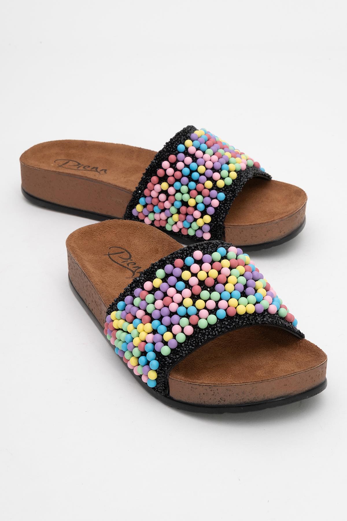 Kadın Boncuklu Düz Terlik MULTİ - Görsel 2