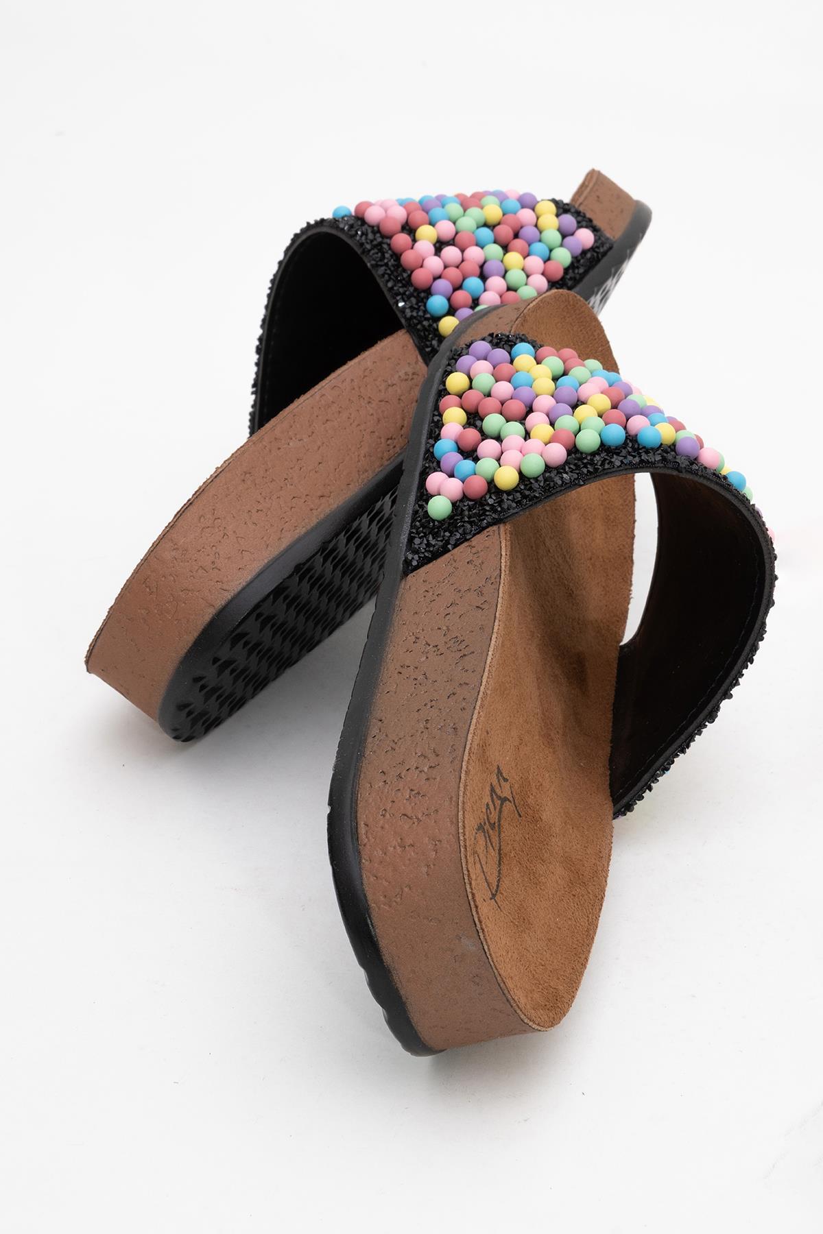 Kadın Boncuklu Düz Terlik MULTİ - Görsel 5