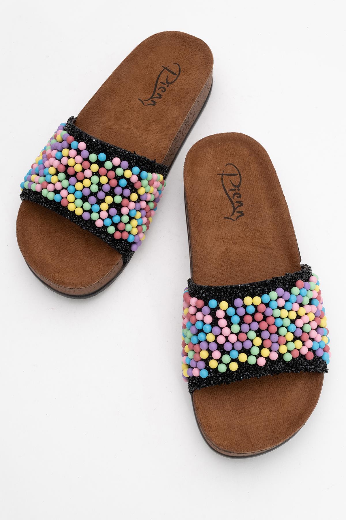 Kadın Boncuklu Düz Terlik MULTİ - Görsel 6