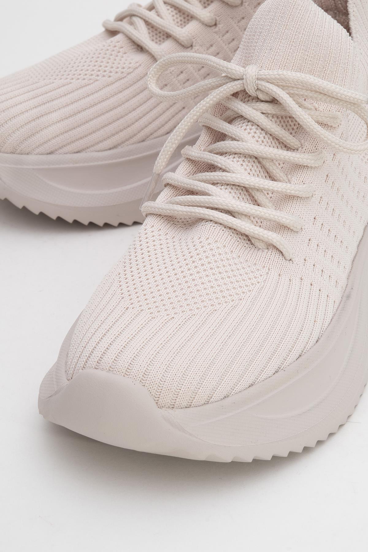 Bağcıklı Kadın Spor Ayakkabı BEJ - Görsel 4