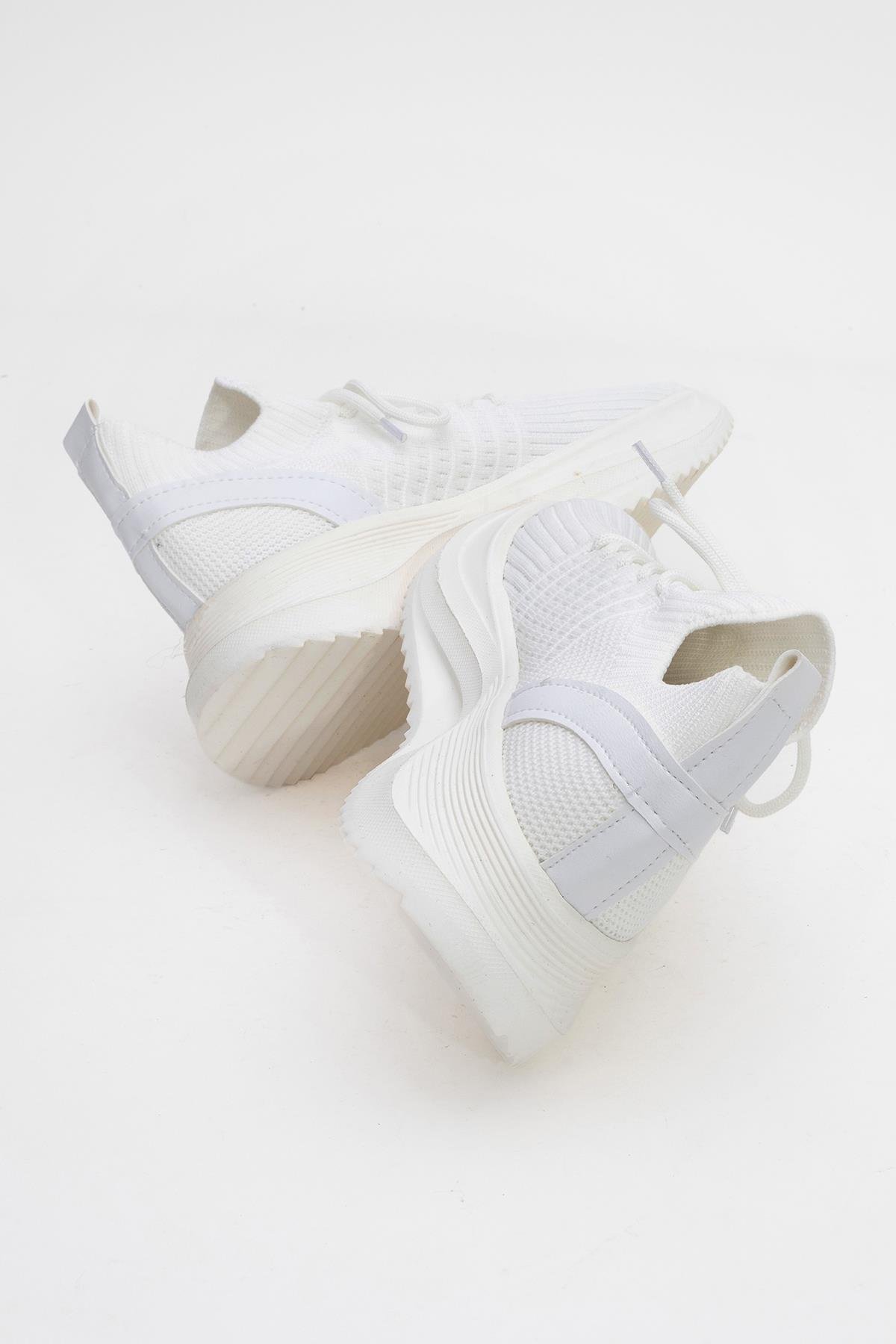 Bağcıklı Kadın Spor Ayakkabı BEYAZ - Görsel 5