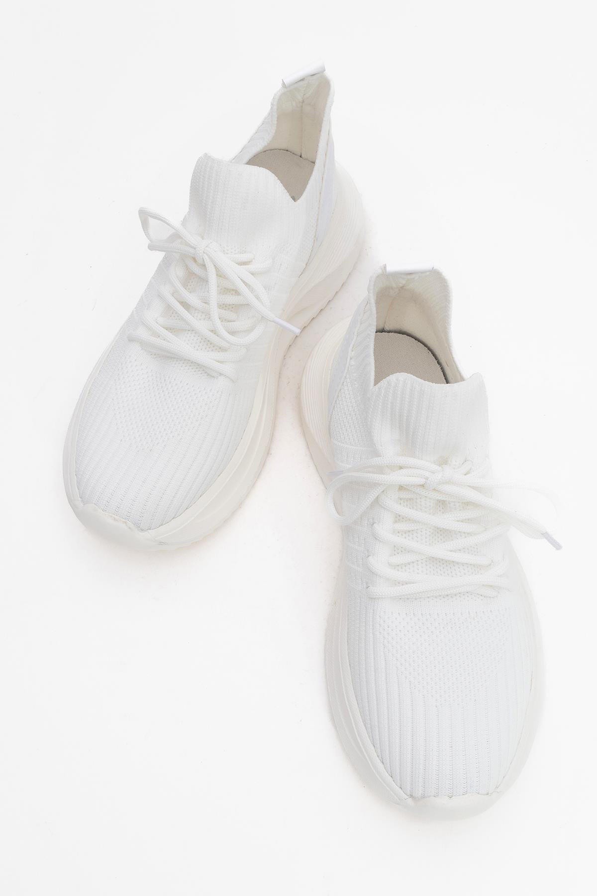 Bağcıklı Kadın Spor Ayakkabı BEYAZ - Görsel 6