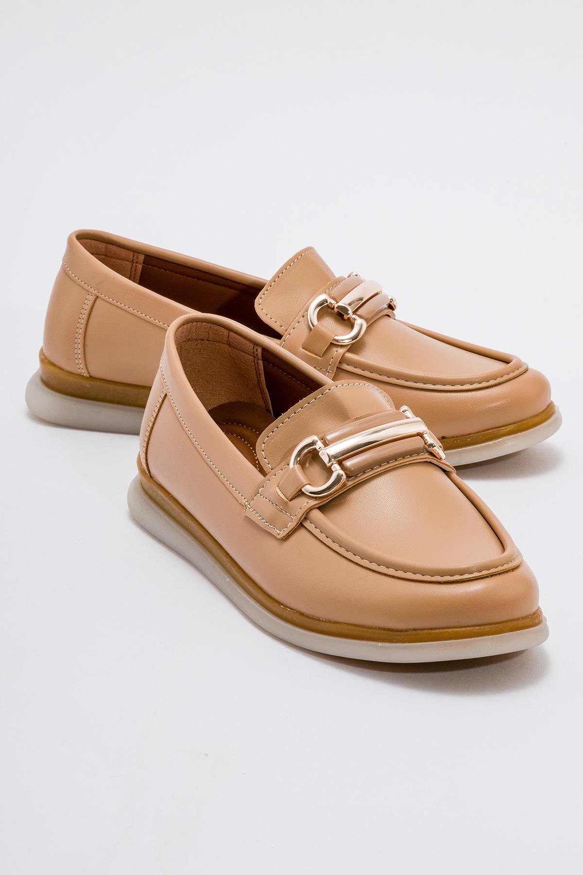Kaydırmaz Kadın Tokalı Loafer NUDE CİLT - Görsel 2