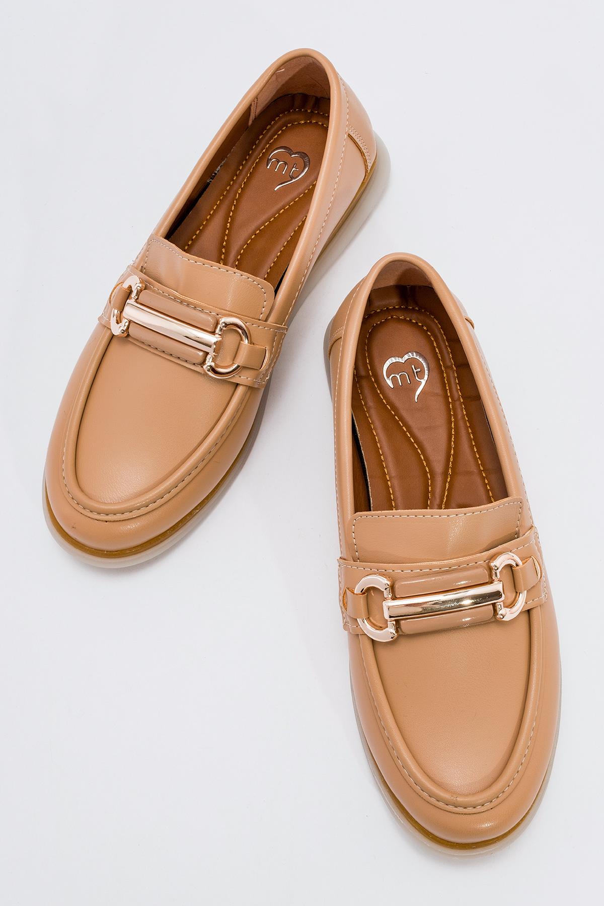 Kaydırmaz Kadın Tokalı Loafer NUDE CİLT - Görsel 6