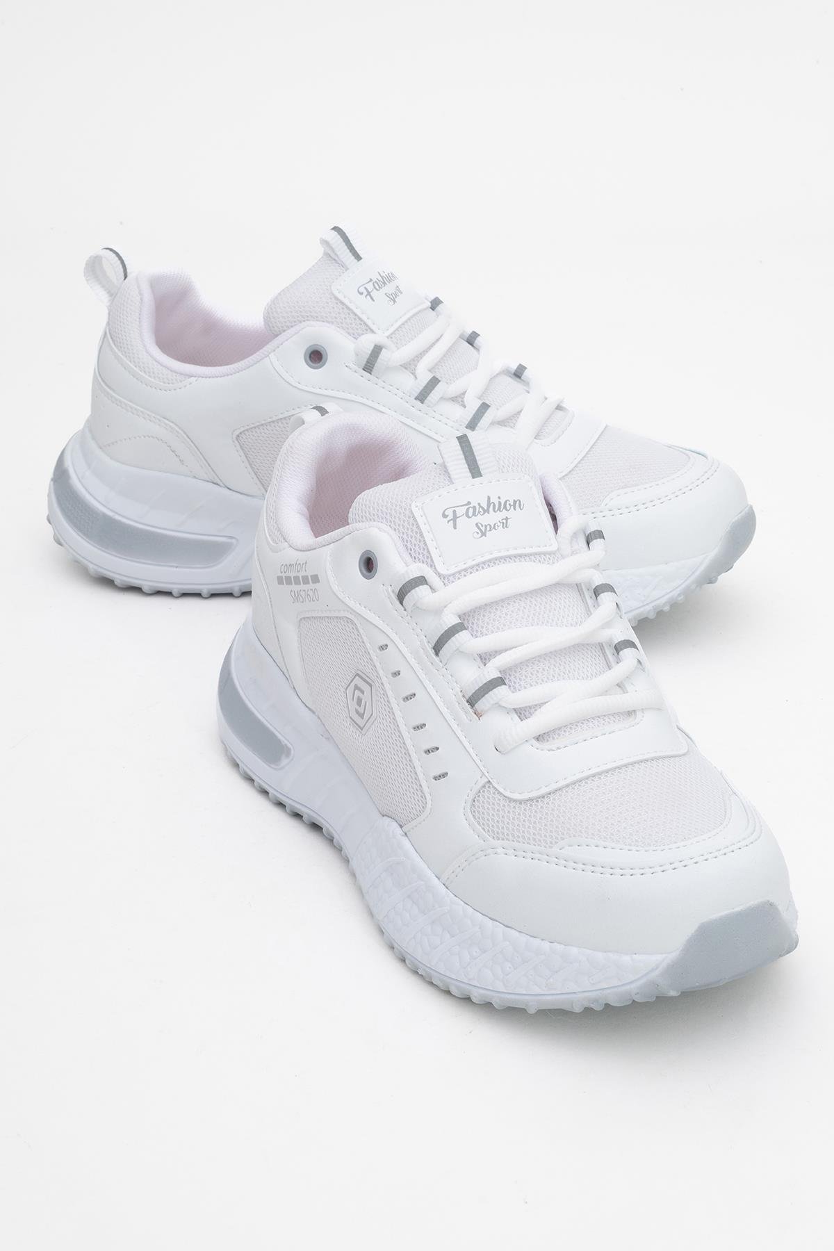 Kadın Bağcıklı Anorak Spor Ayakkabı BEYAZ GRİ - Görsel 2