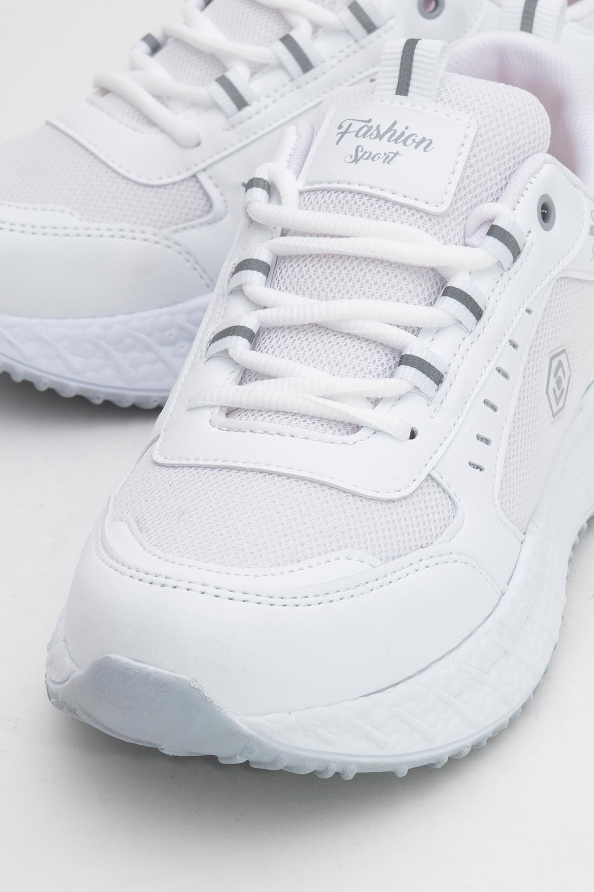 Kadın Bağcıklı Anorak Spor Ayakkabı BEYAZ GRİ - Görsel 4