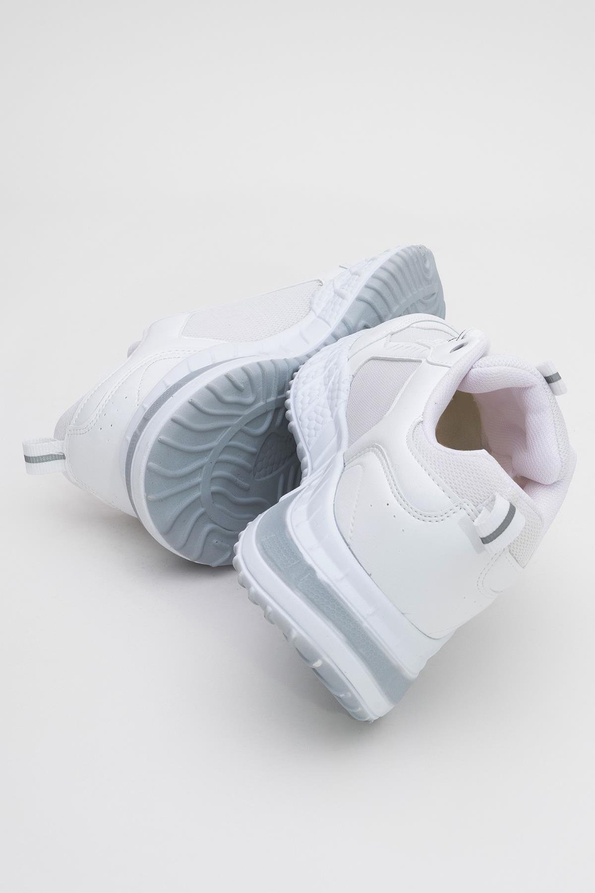 Kadın Bağcıklı Anorak Spor Ayakkabı BEYAZ GRİ - Görsel 5