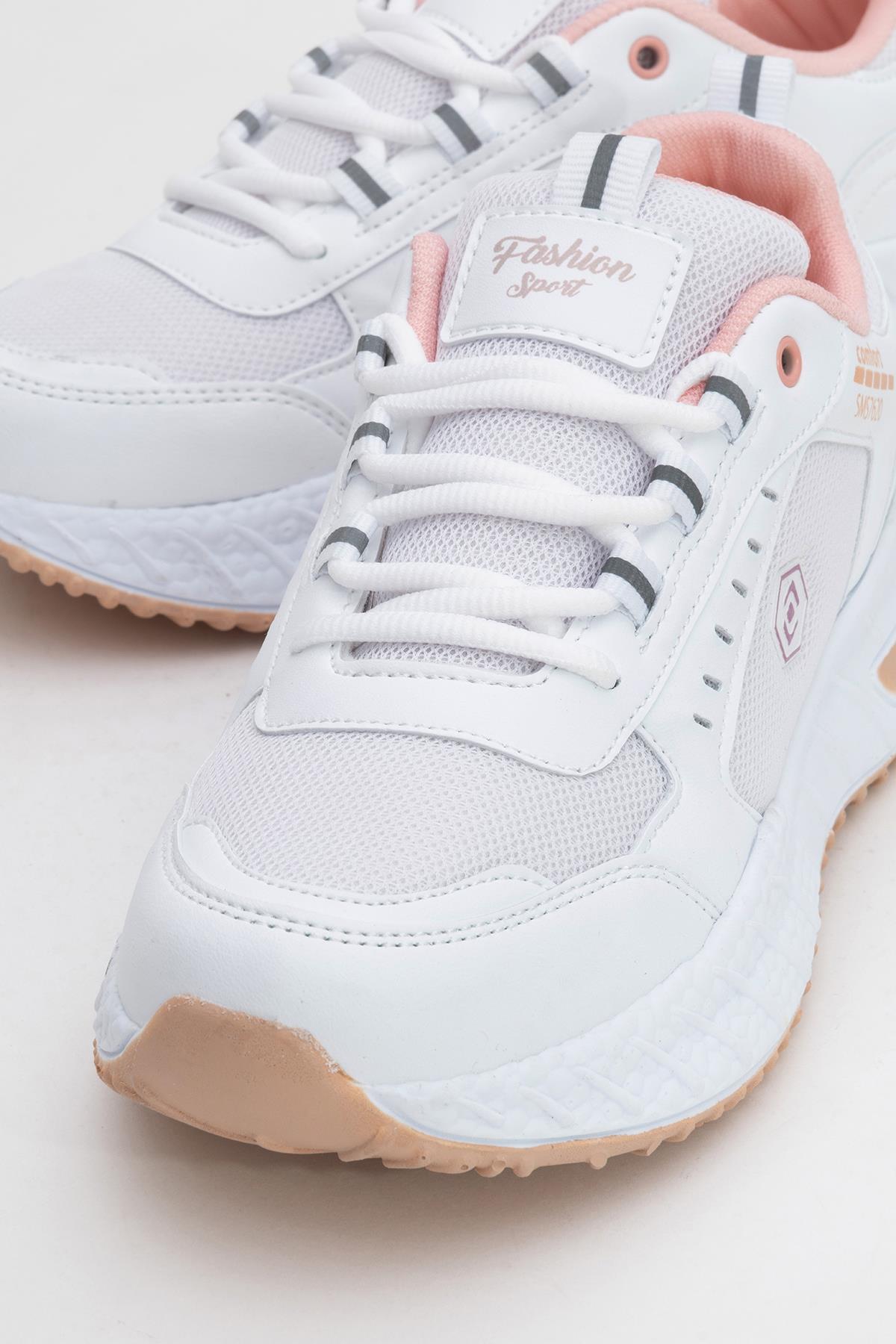 Kadın Bağcıklı Anorak Spor Ayakkabı BEYAZ PUDRA - Görsel 4