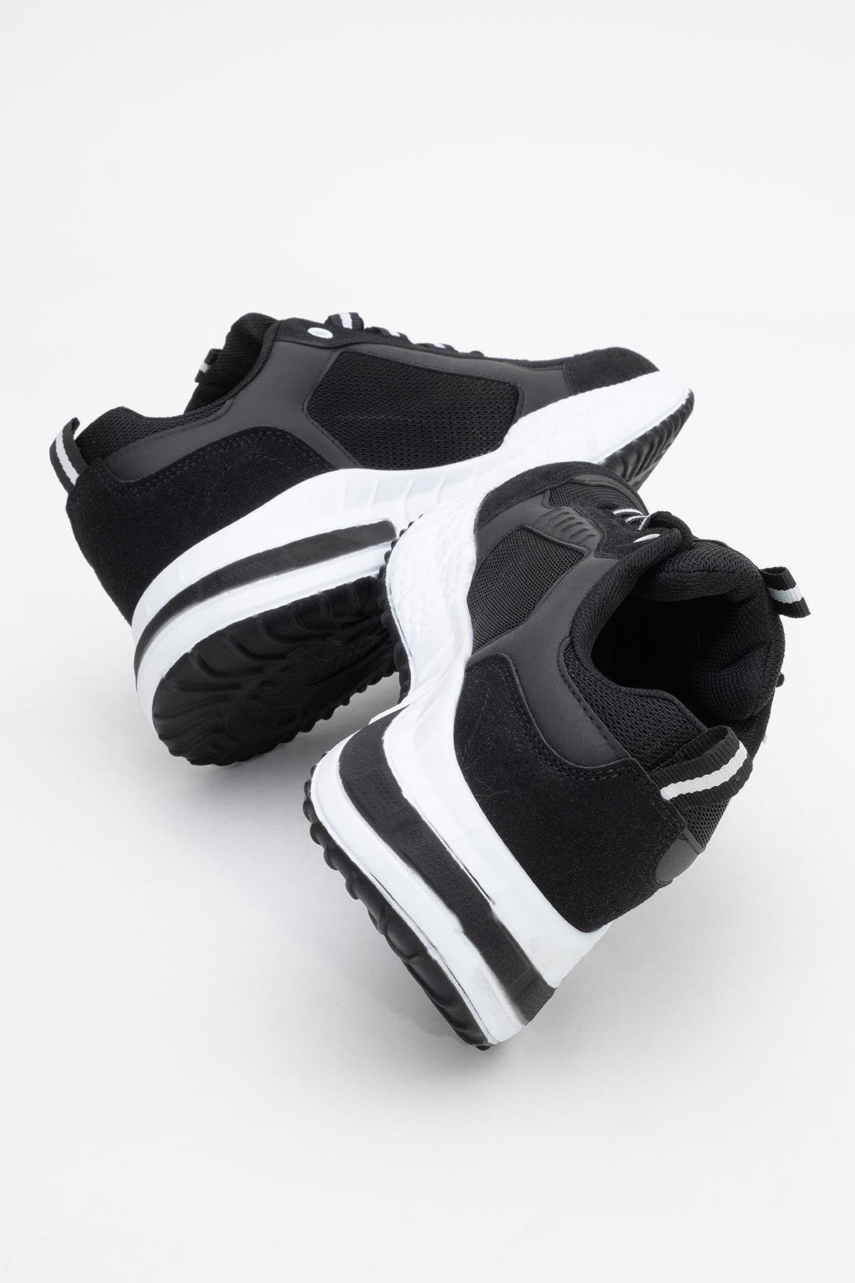 Kadın Bağcıklı Anorak Spor Ayakkabı SİYAH BEYAZ - Görsel 5