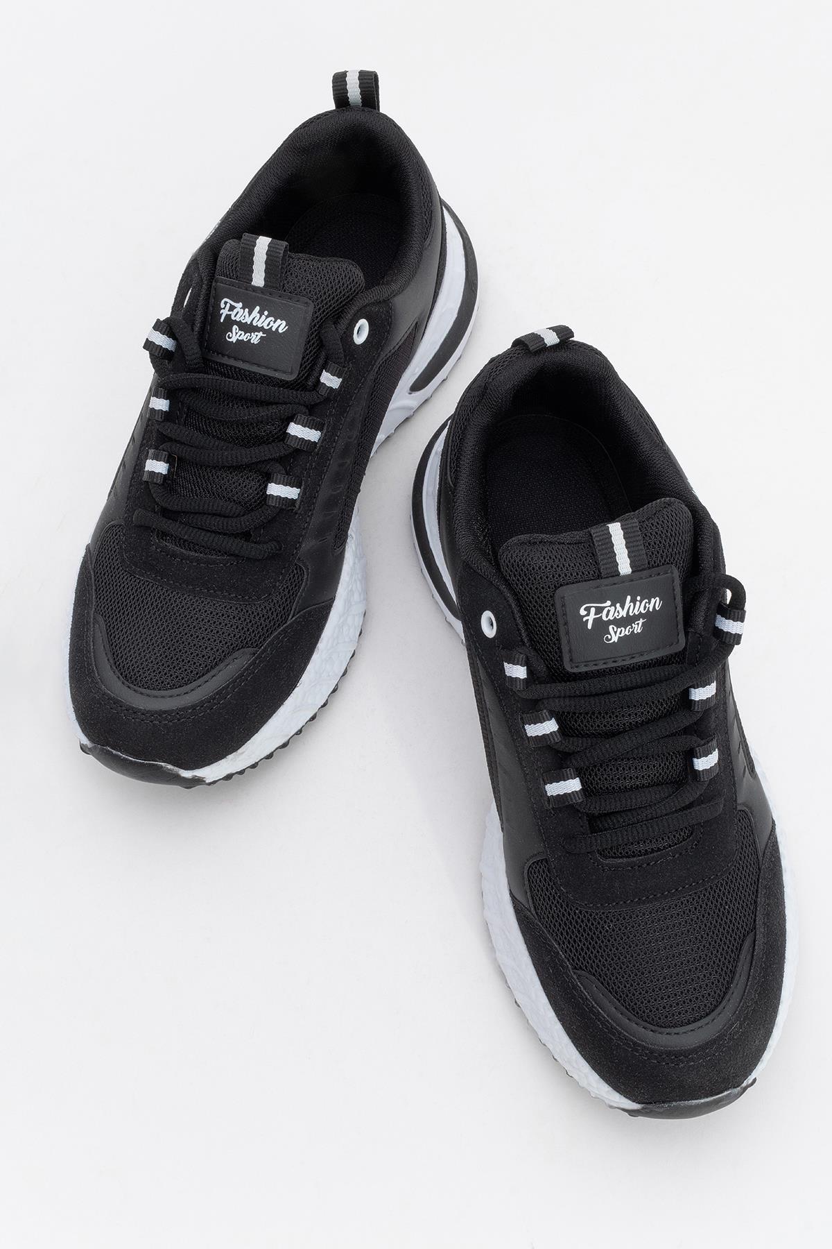 Kadın Bağcıklı Anorak Spor Ayakkabı SİYAH BEYAZ - Görsel 6