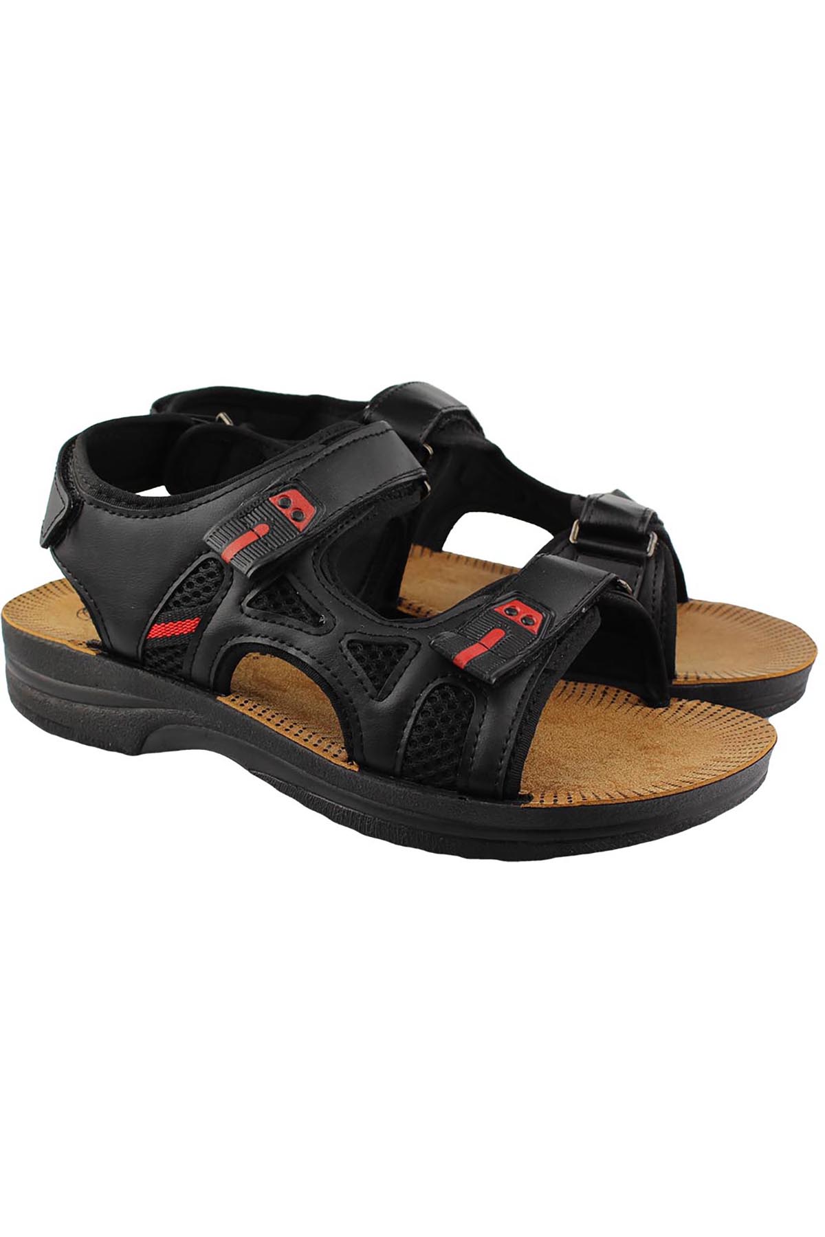 Gezer Gezer Siyah Yazlık Erkek Rahat Taban Çift Cırt Cırtlı Ayarlanabilir Günlük Sandalet Sandalet & Terlik | Flo Siyah - 2. görsel