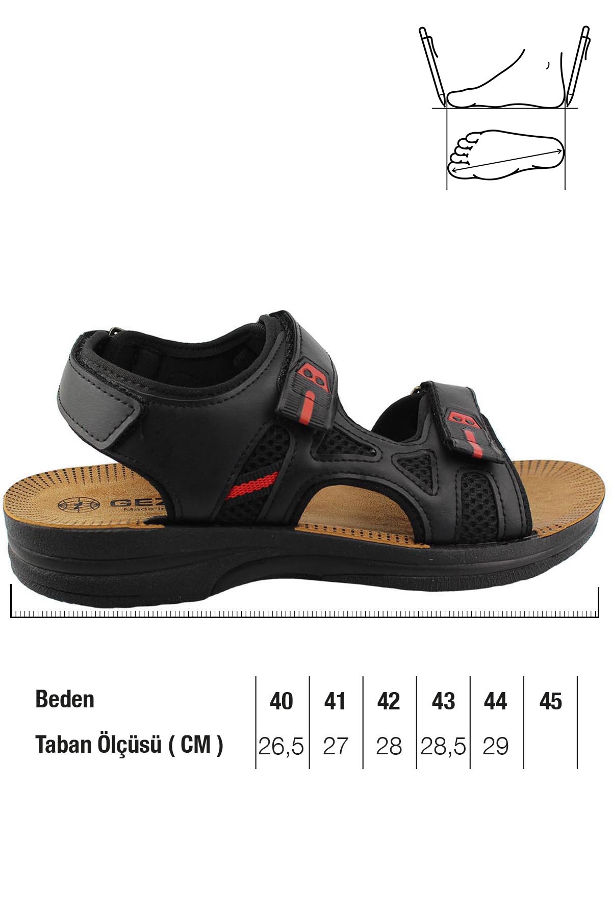 Gezer Gezer Siyah Yazlık Erkek Rahat Taban Çift Cırt Cırtlı Ayarlanabilir Günlük Sandalet Sandalet & Terlik | Flo Siyah - 3. görsel