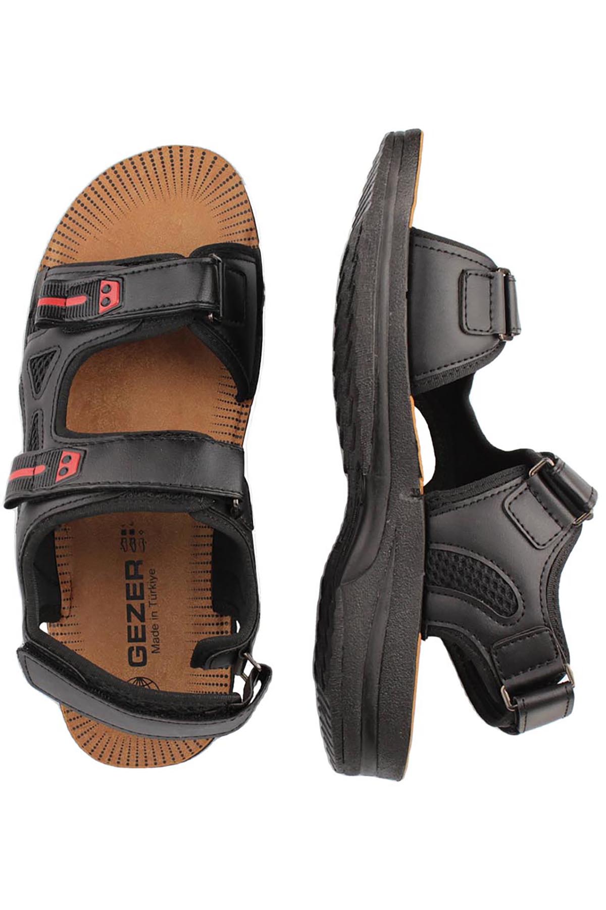 Gezer Gezer Siyah Yazlık Erkek Rahat Taban Çift Cırt Cırtlı Ayarlanabilir Günlük Sandalet Sandalet & Terlik | Flo Siyah - 8. görsel