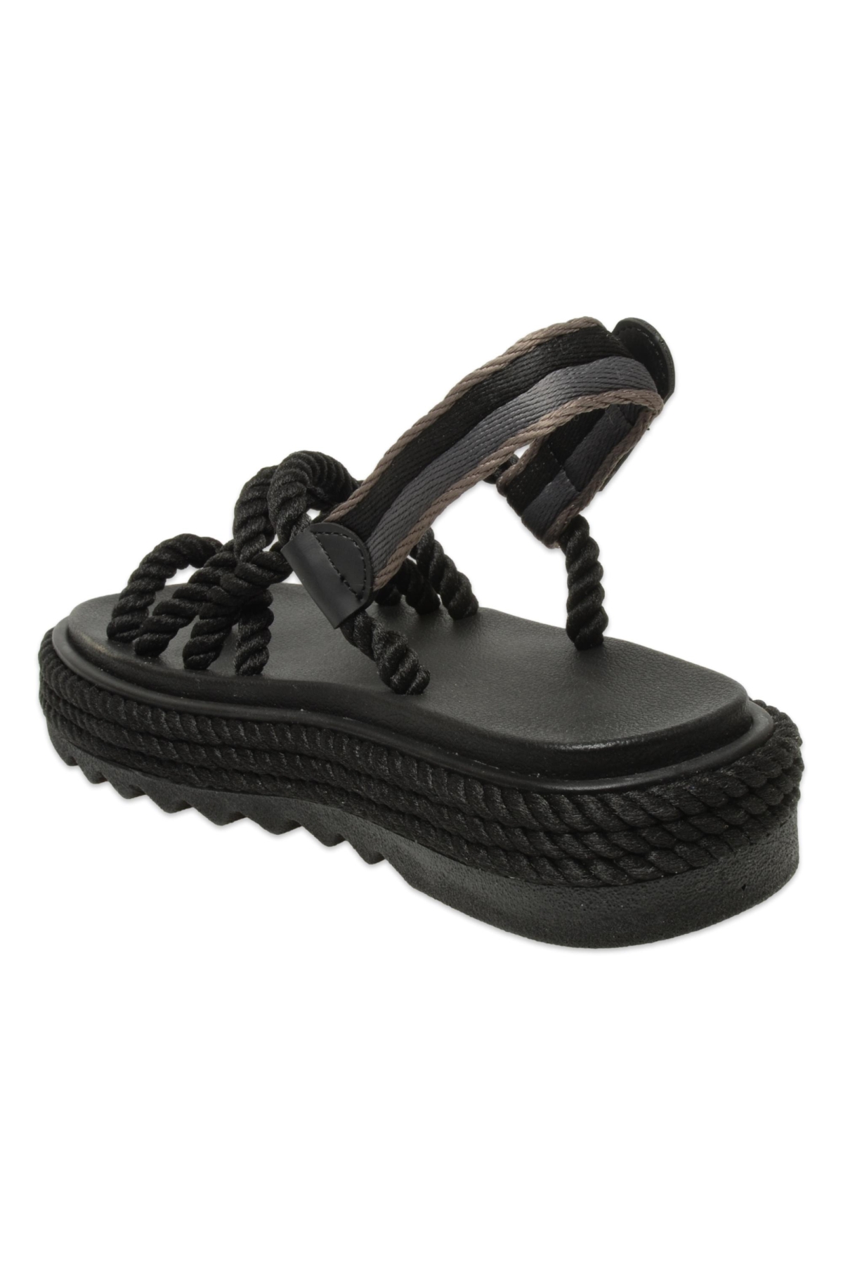 Ibiza Mid Platform Halat Siyah Kadın Sandalet - Görsel 5