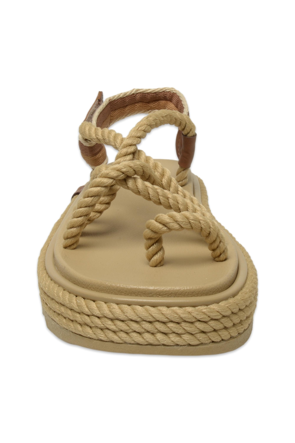 Ibiza Mid Platform Halat Bej Kadın Sandalet - Görsel 4