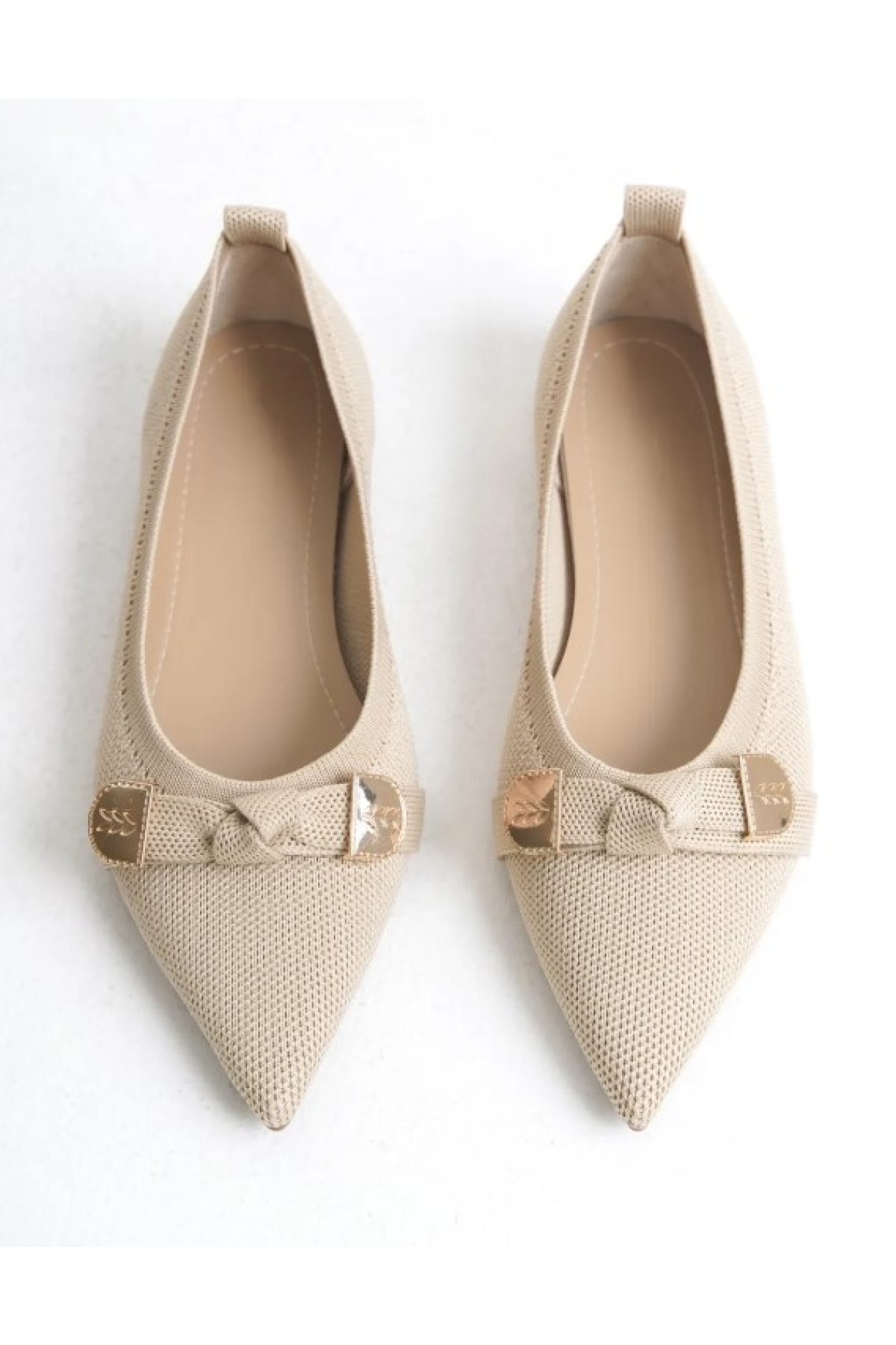 Triko Fiyonk Detaylı Sivri Burun Kadın Babet Ayakkabı - Görsel 9