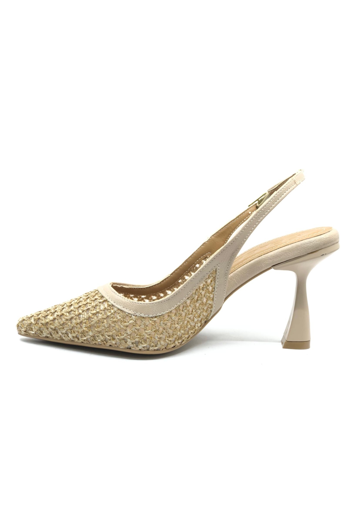 Hasır Detaylı Arkası Açık Stiletto Kadın Topuklu Ayakkabı - Görsel 6