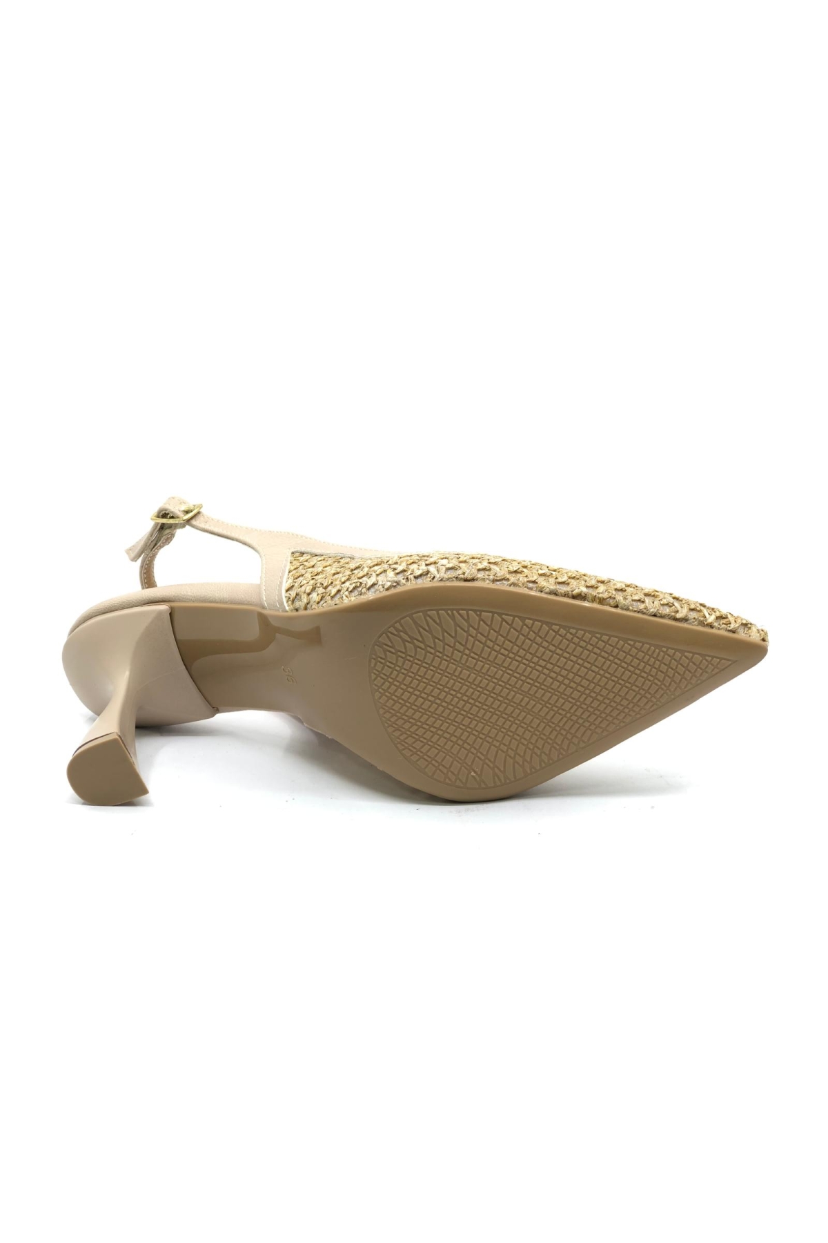 Hasır Detaylı Arkası Açık Stiletto Kadın Topuklu Ayakkabı - Görsel 9