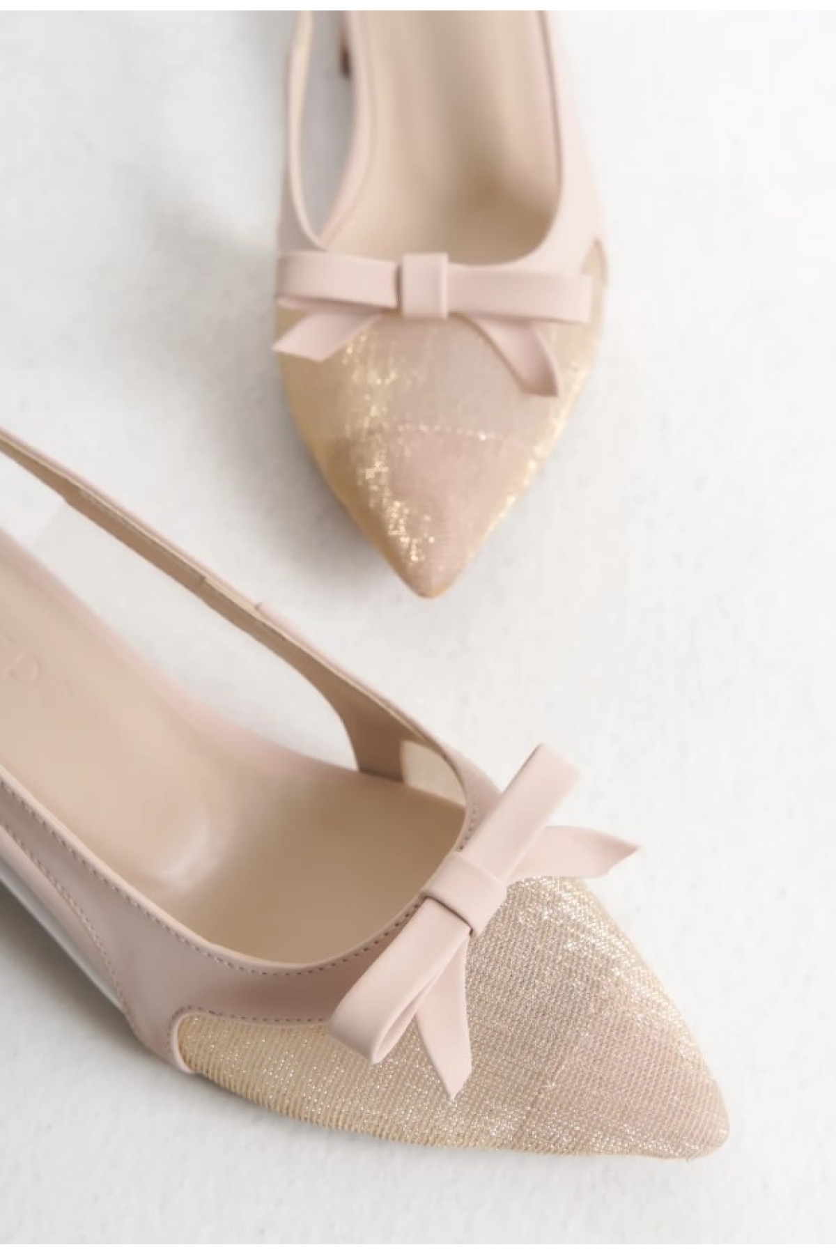 Fiyonk Dantel Detaylı Arkası Açık Kadın Babet Ayakkabı - Görsel 5