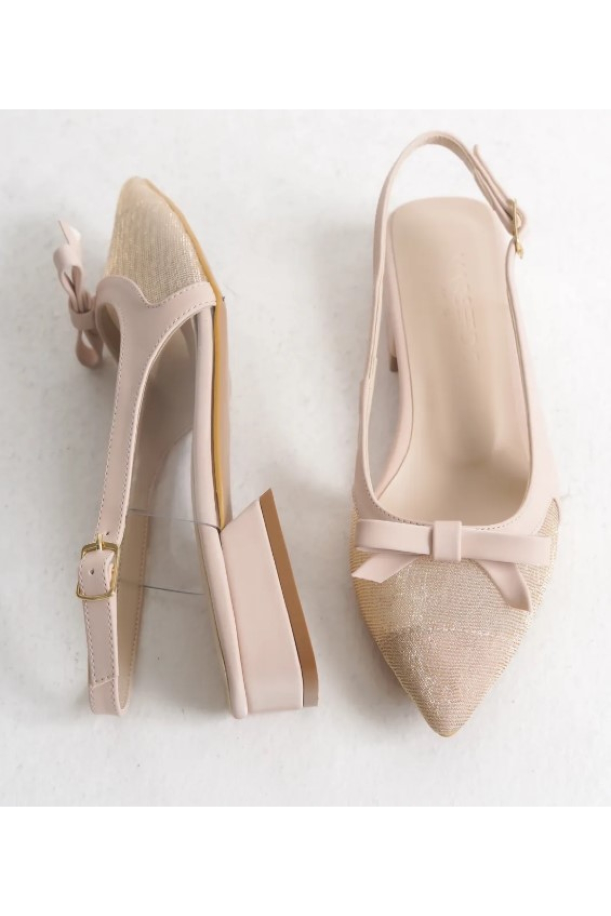 Fiyonk Dantel Detaylı Arkası Açık Kadın Babet Ayakkabı - Görsel 8