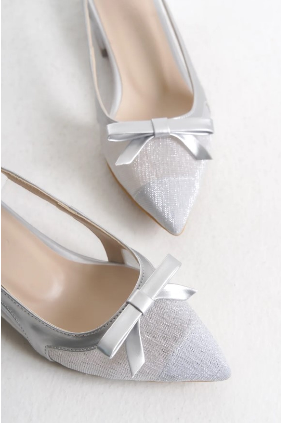 Fiyonk Dantel Detaylı Arkası Açık Kadın Babet Ayakkabı - Görsel 6