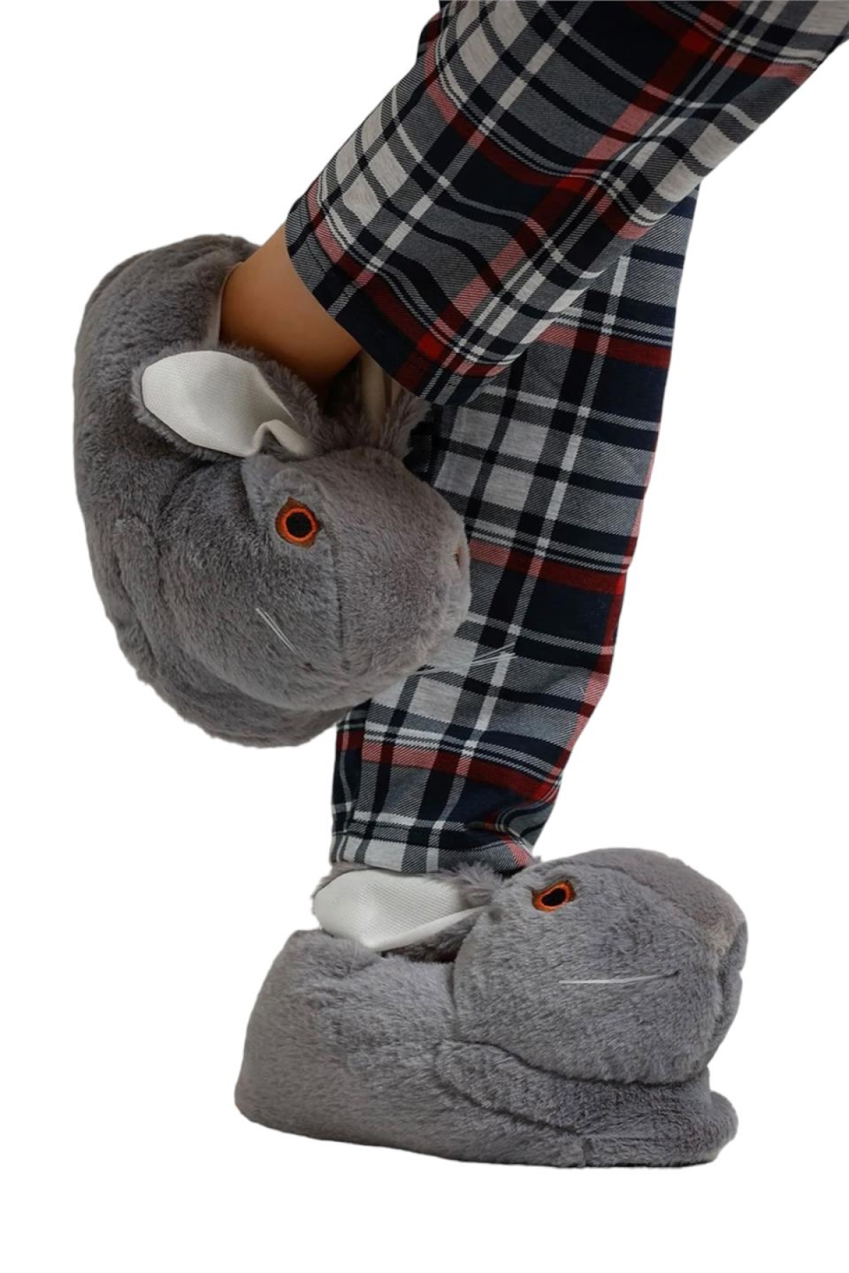 Peluş Tavşan Figürlü Kaymaz ve Ses Yapmaz Ev Panduf FÜME - Görsel 2