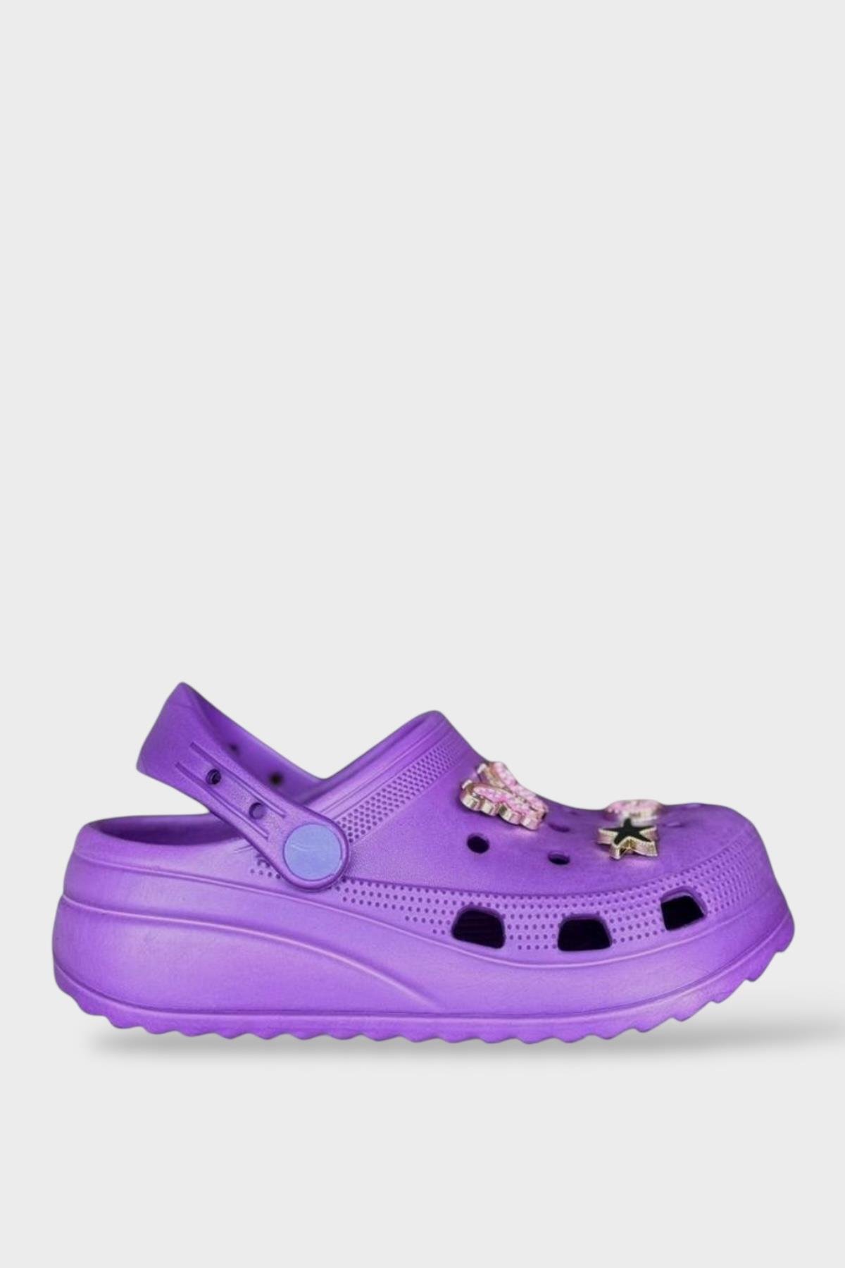 Kız Çocuk Yüksek Taban Taşlı Sandalet MOR - Görsel 2