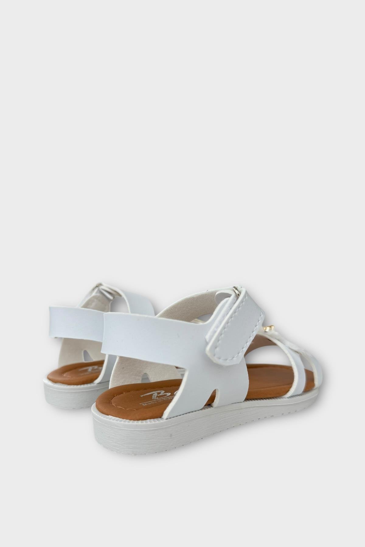 Cırtlı Peluş Fiyonklu Kız Çocuk Sandalet BEYAZ - Görsel 6