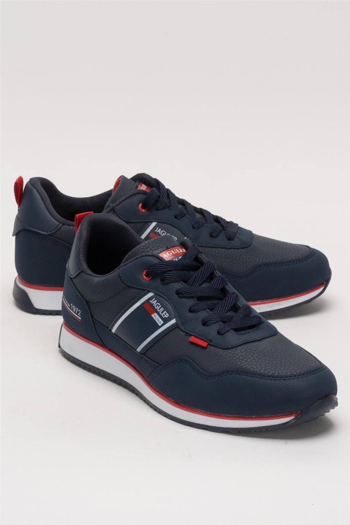Erkek Cilt Bağcıklı Günlük Spor Ayakkabı LACİVERT - KIRMIZI - Görsel 3
