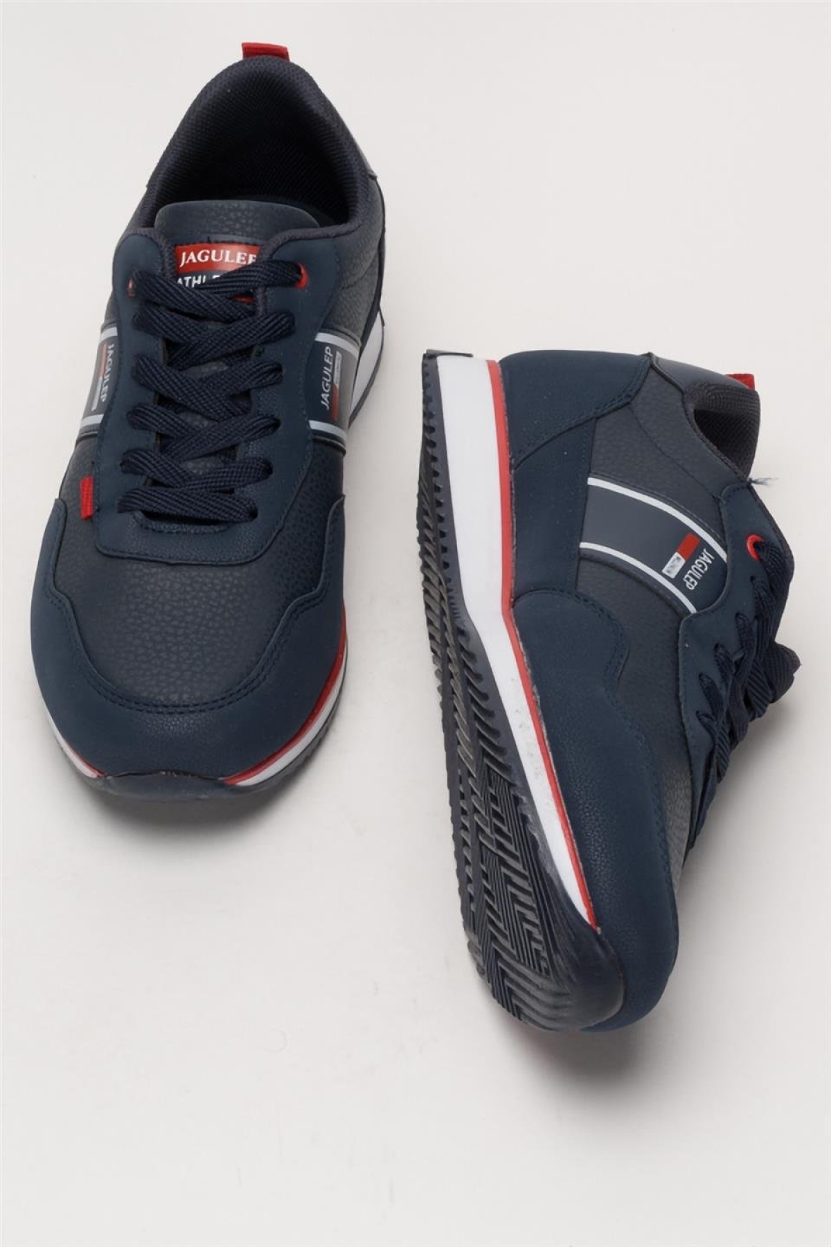 Erkek Cilt Bağcıklı Günlük Spor Ayakkabı LACİVERT - KIRMIZI - Görsel 8
