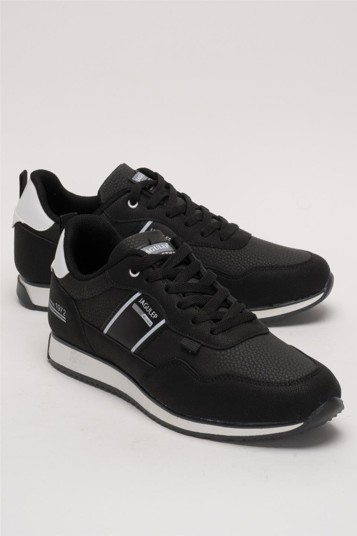 Erkek Cilt Bağcıklı Günlük Spor Ayakkabı SİYAH BEYAZ - Görsel 3
