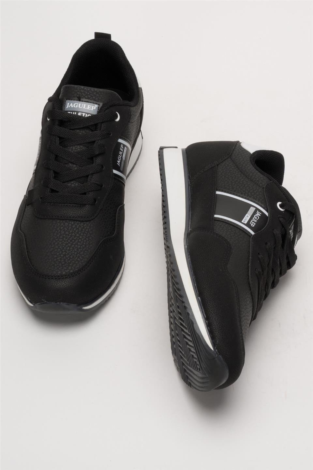 Erkek Cilt Bağcıklı Günlük Spor Ayakkabı SİYAH BEYAZ - Görsel 8