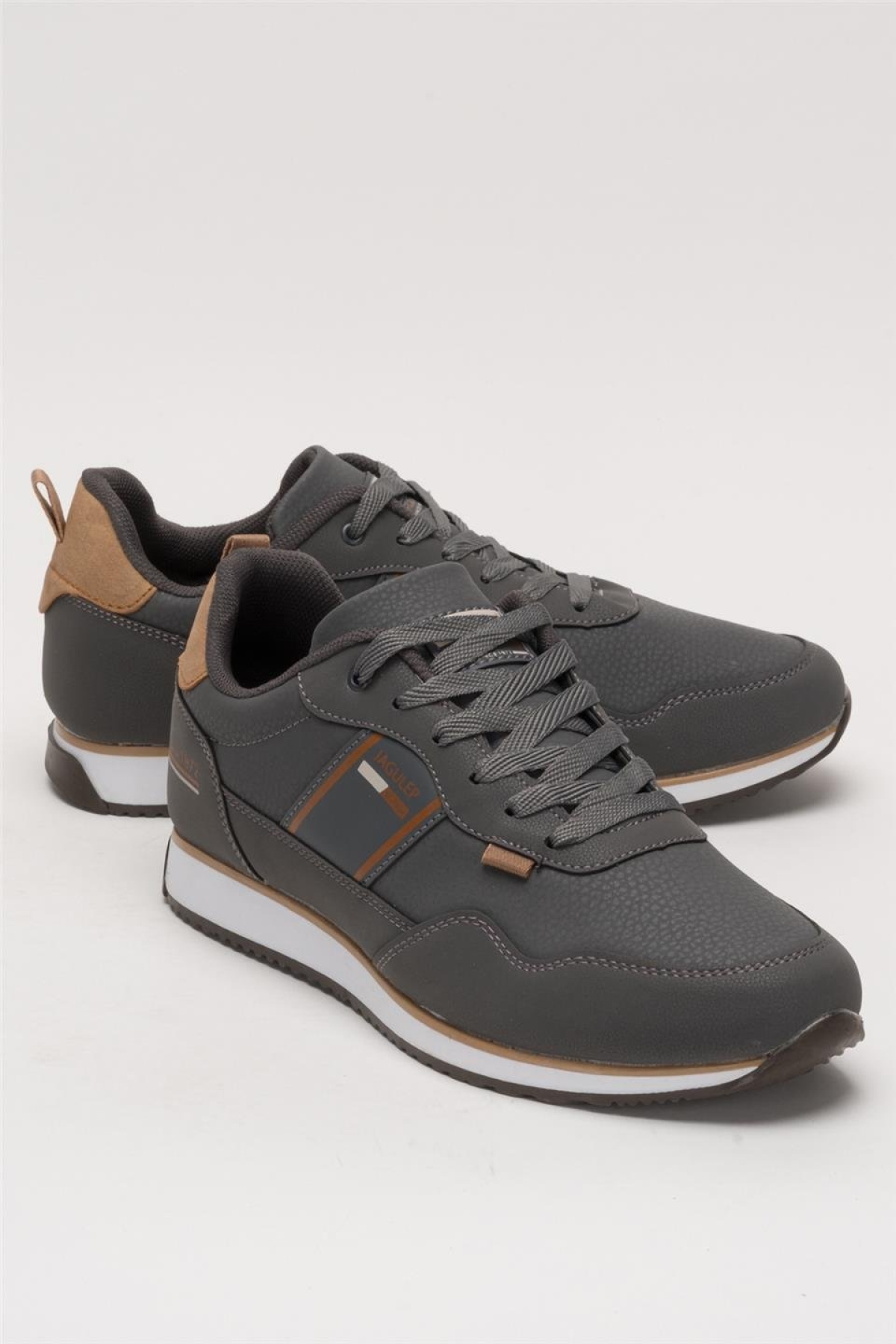 Erkek Cilt Bağcıklı Günlük Spor Ayakkabı FÜME - TABA - Görsel 3