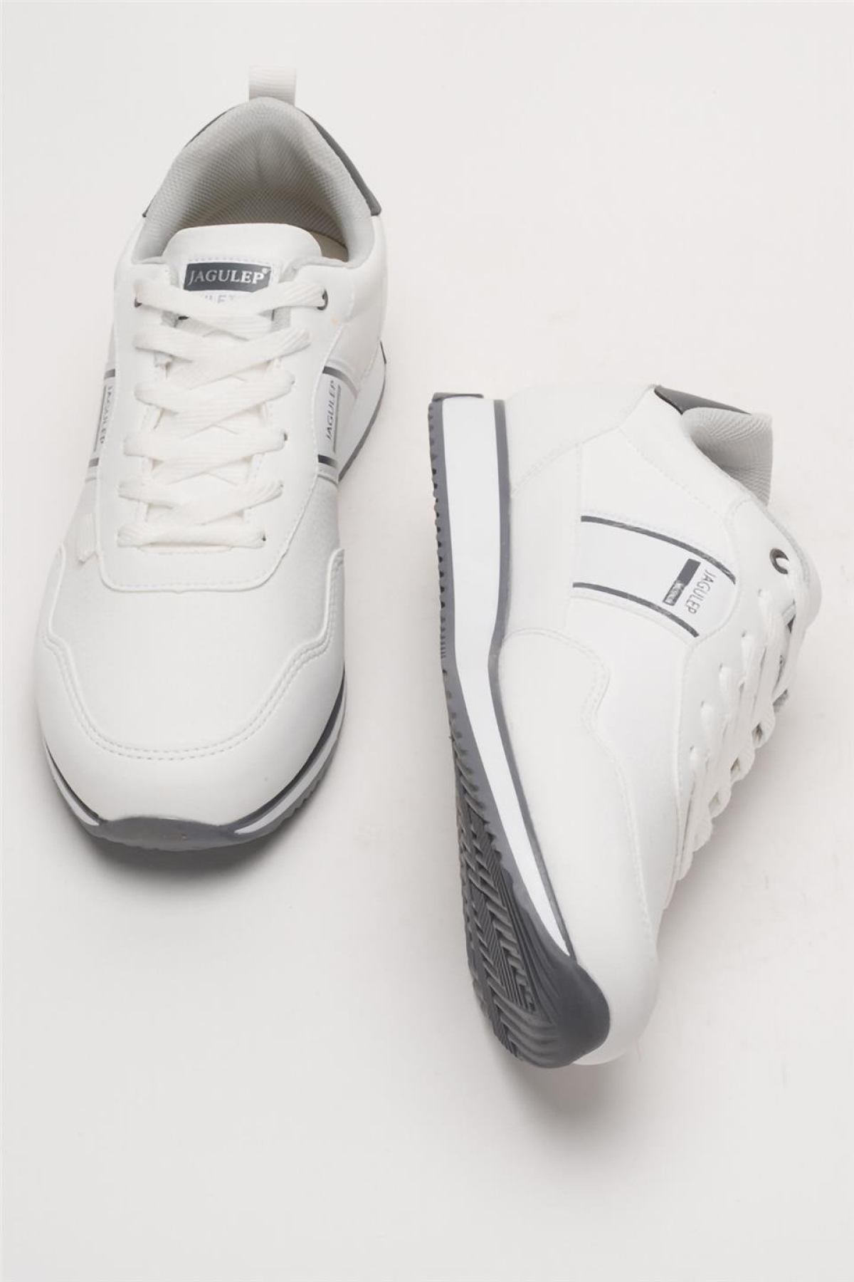 Erkek Cilt Bağcıklı Günlük Spor Ayakkabı BEYAZ - FÜME - Görsel 8
