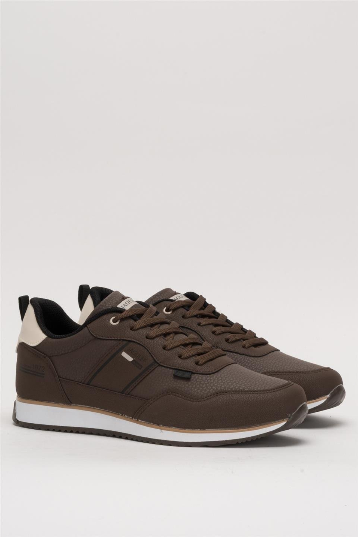 Erkek Cilt Bağcıklı Günlük Spor Ayakkabı KAHVERENGİ-BEJ - Görsel 4