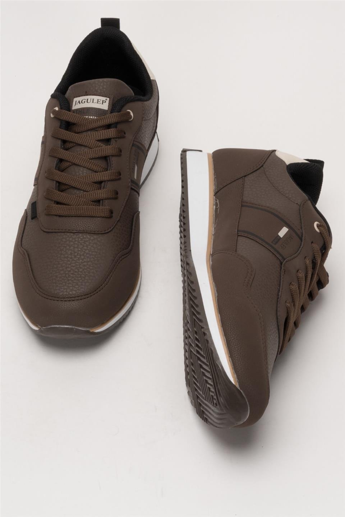 Erkek Cilt Bağcıklı Günlük Spor Ayakkabı KAHVERENGİ-BEJ - Görsel 8