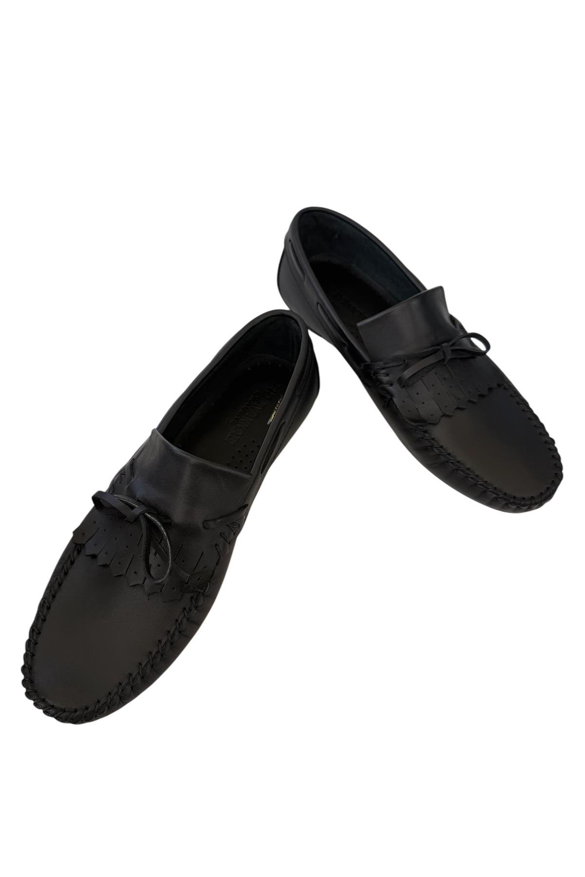Erkek Hakiki Deri Günlük Floter Rok Ayakkabı SİYAH - Görsel 4