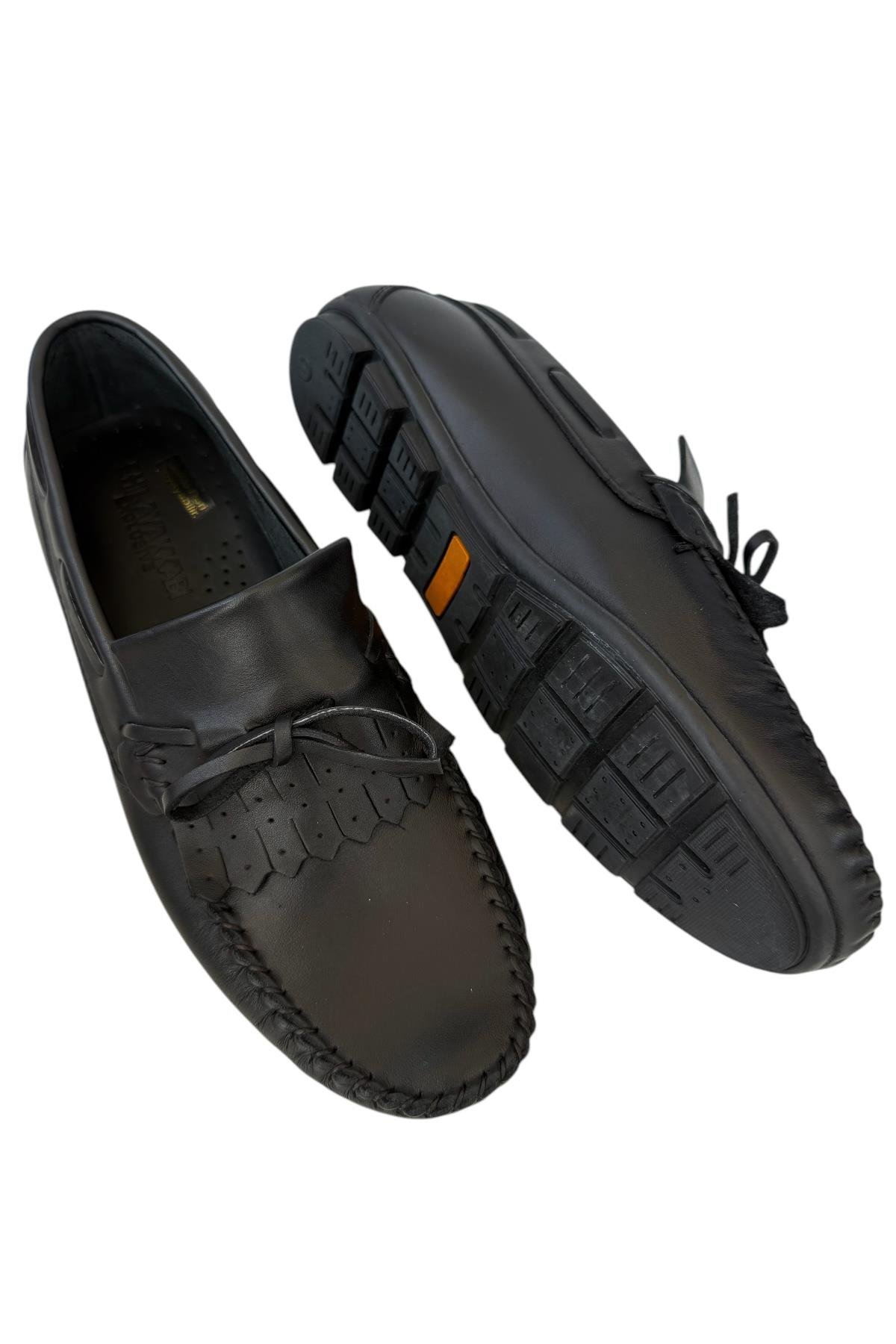 Erkek Hakiki Deri Günlük Floter Rok Ayakkabı SİYAH - Görsel 5