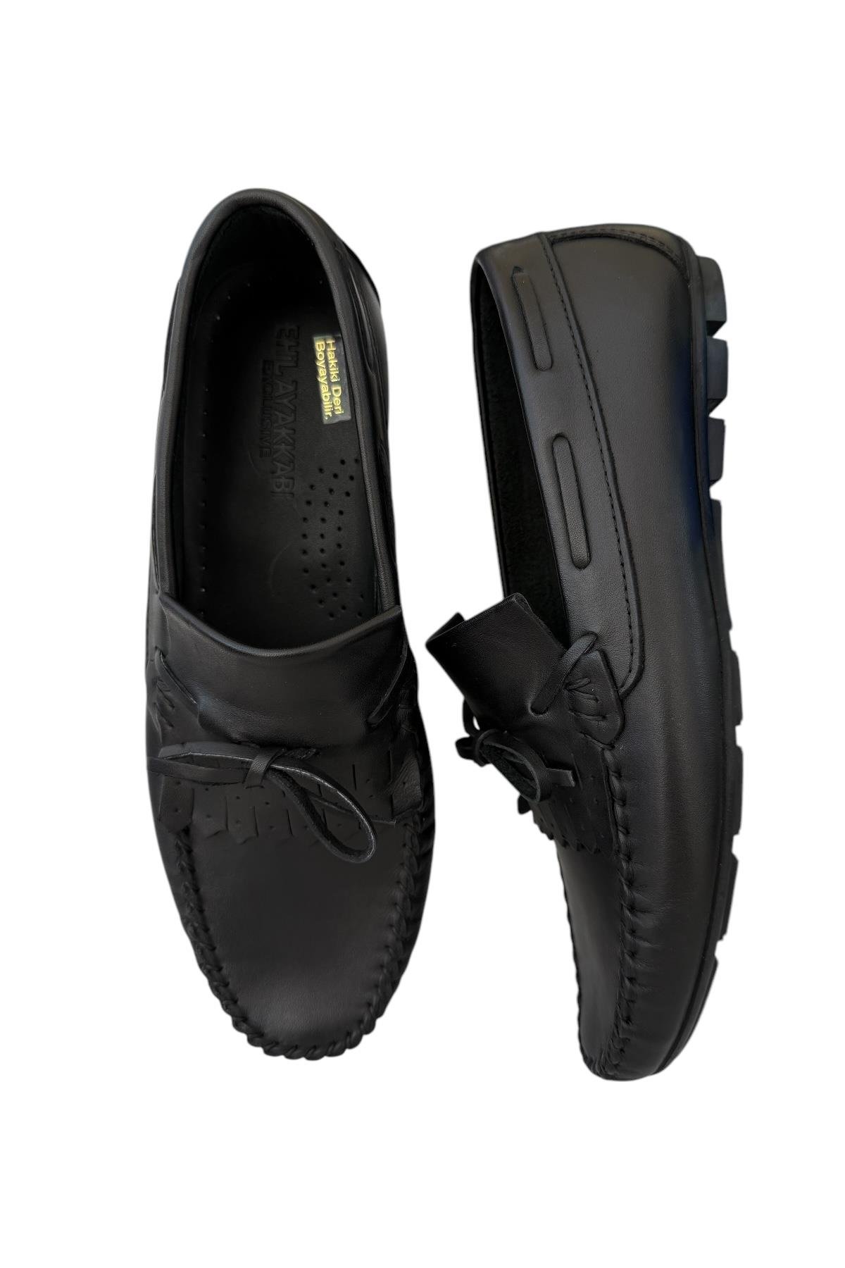 Erkek Hakiki Deri Günlük Floter Rok Ayakkabı SİYAH - Görsel 7