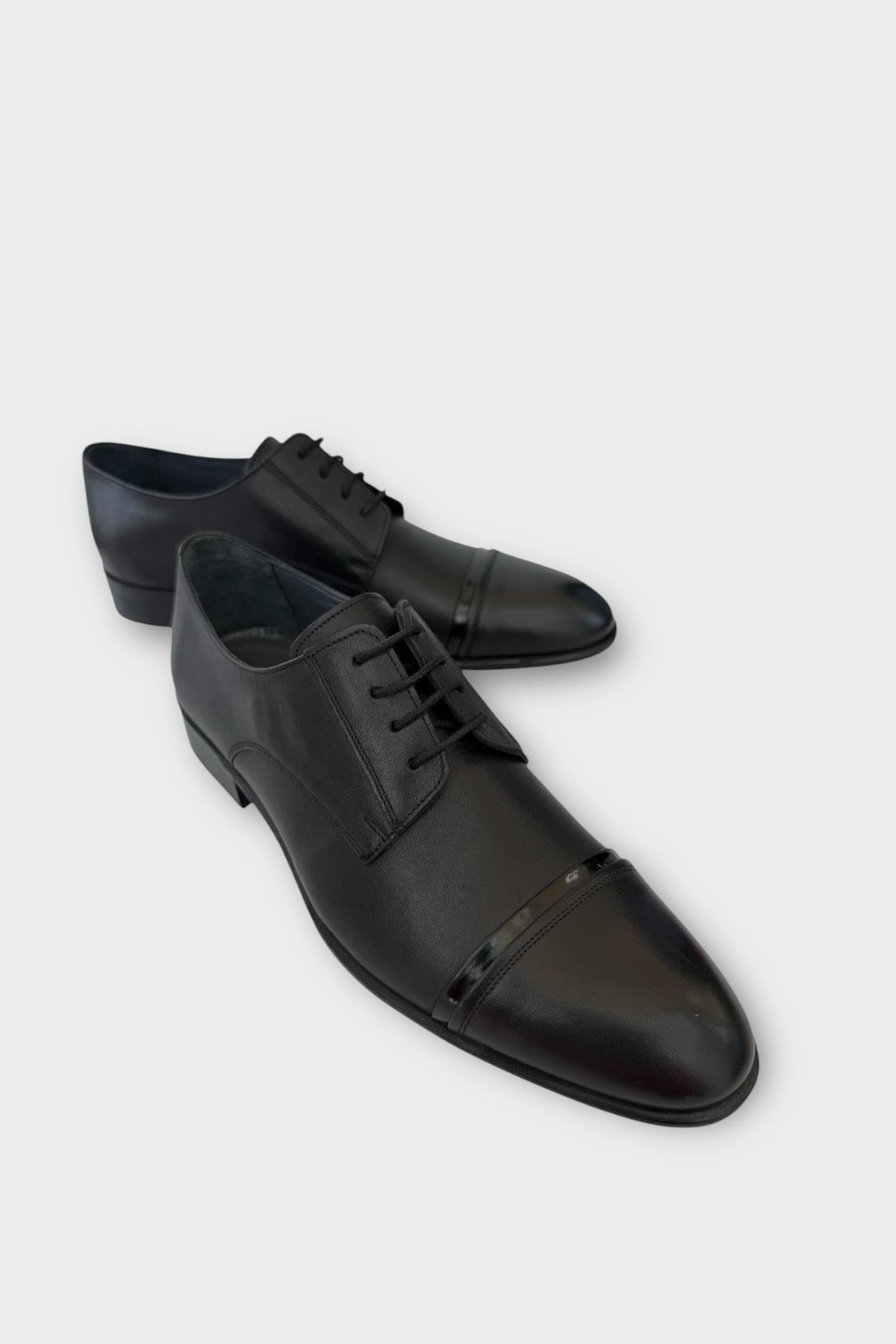 Erkek Bağcıklı Klasik Hakiki Deri Ayakkabı SİYAH - Görsel 3
