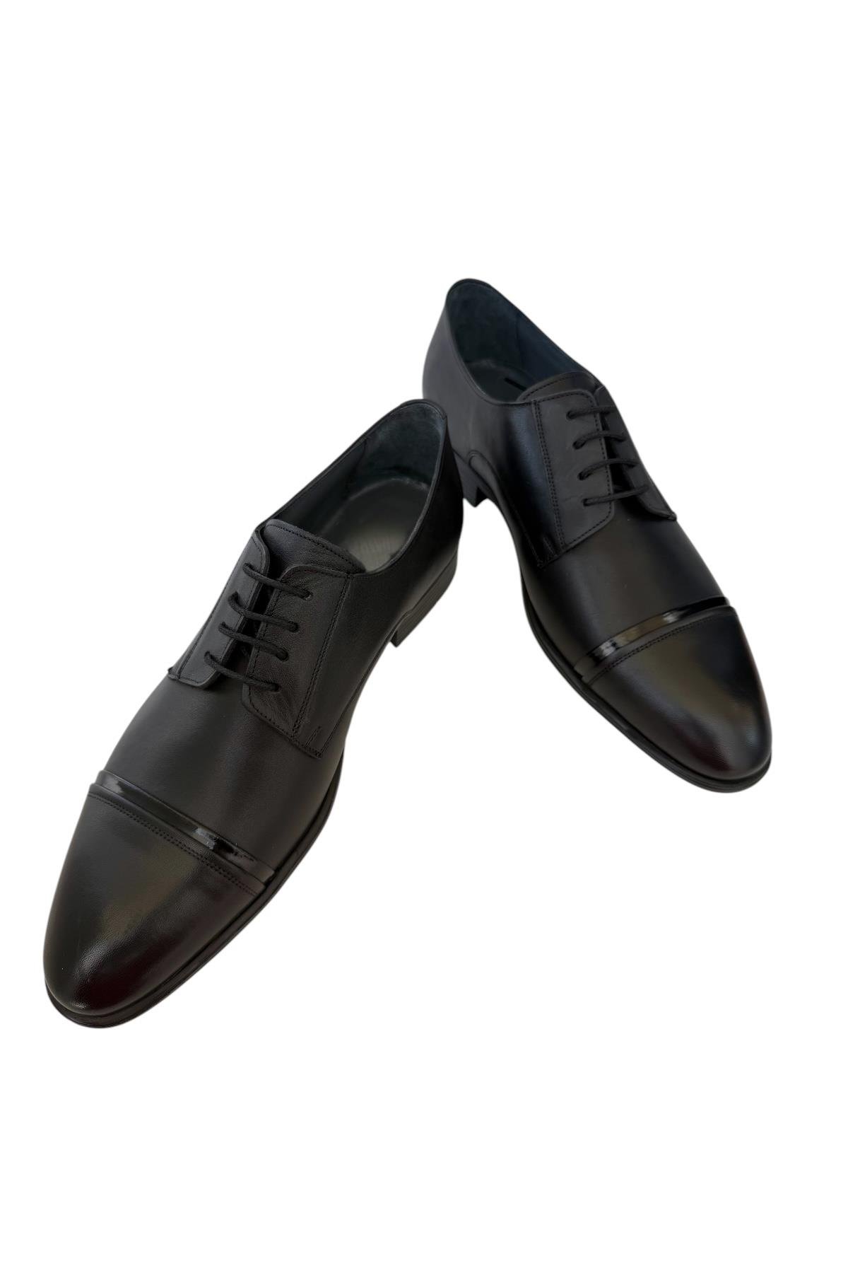 Erkek Bağcıklı Klasik Hakiki Deri Ayakkabı SİYAH - Görsel 4