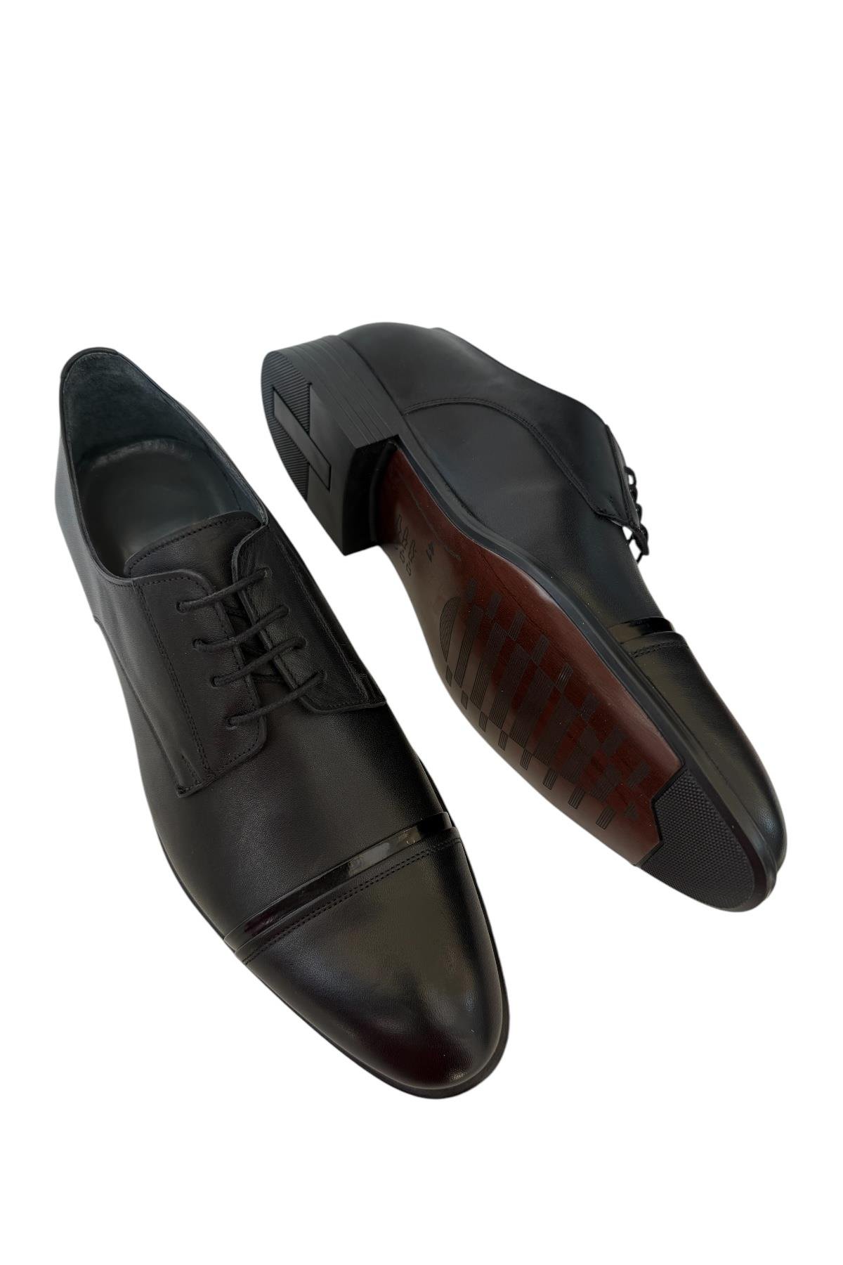 Erkek Bağcıklı Klasik Hakiki Deri Ayakkabı SİYAH - Görsel 5